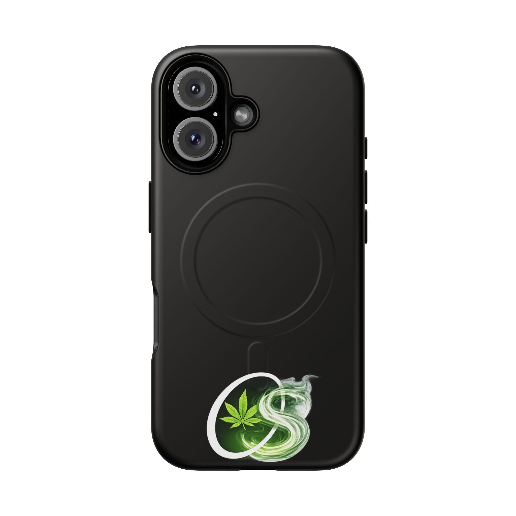 MagSafe Phone Case — Green Cannabis Leaf Smoke Graphic