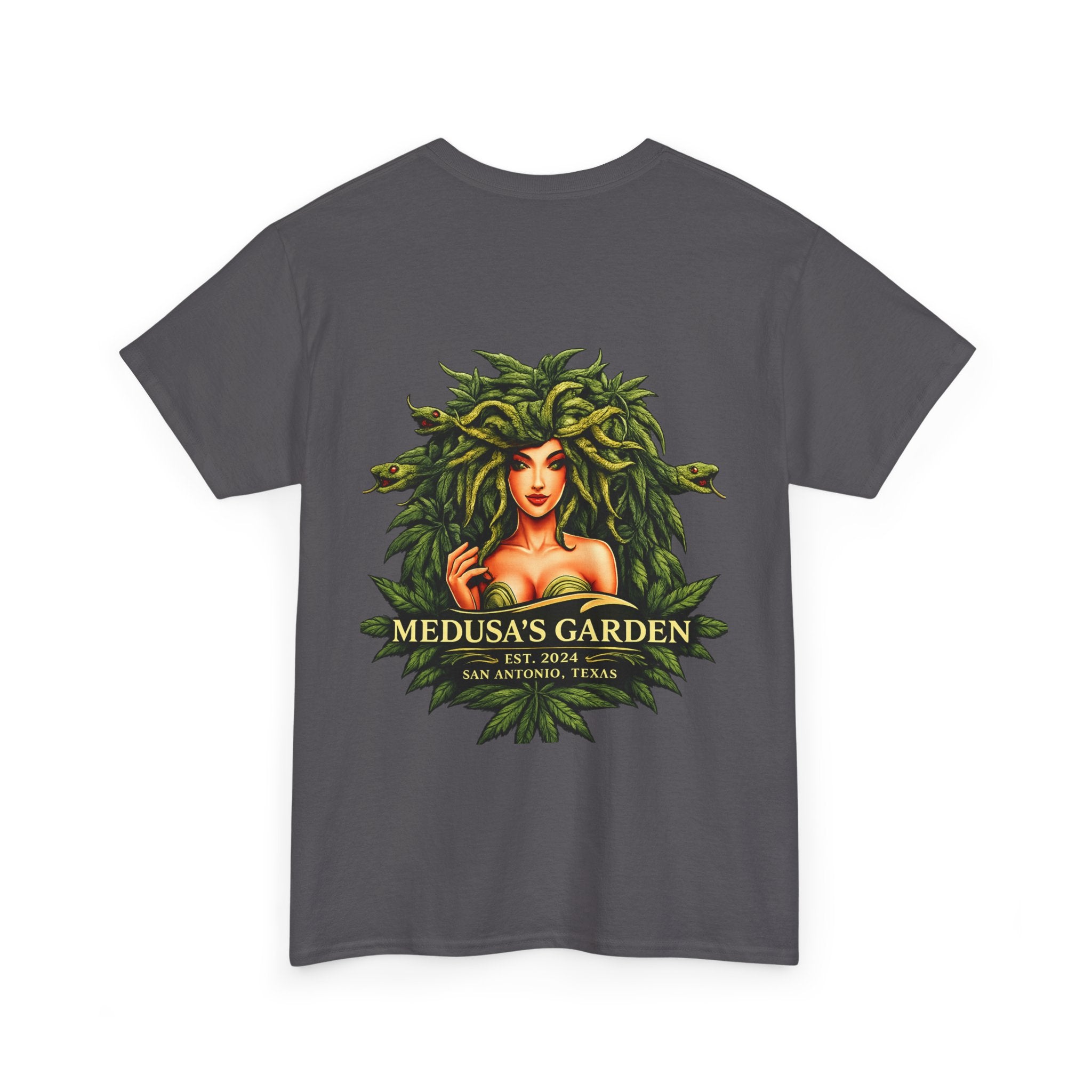 Medusa's Garden Graphic Tee — Mythical Snake-Hair Goddess Backprint