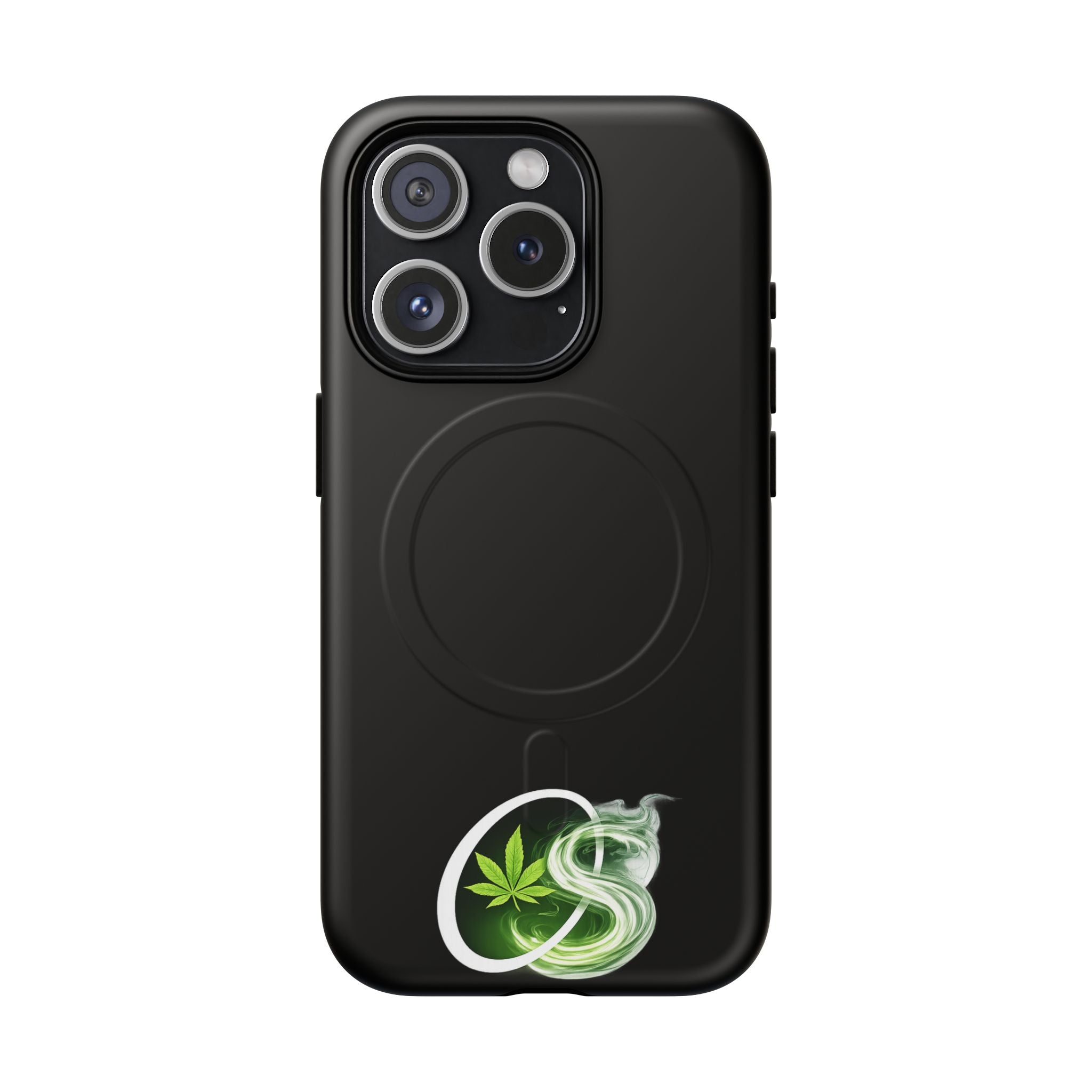 MagSafe Phone Case — Green Cannabis Leaf Smoke Graphic