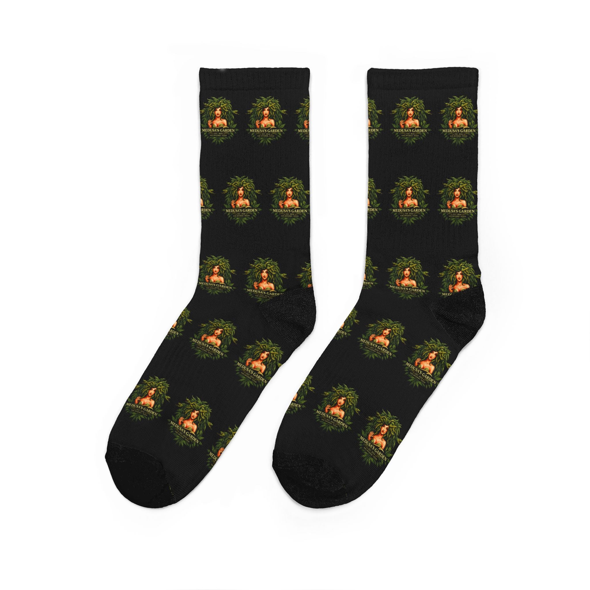 Buddha Meditation Crew Socks — Padded Comfort Socks with Tranquil Lotus Design