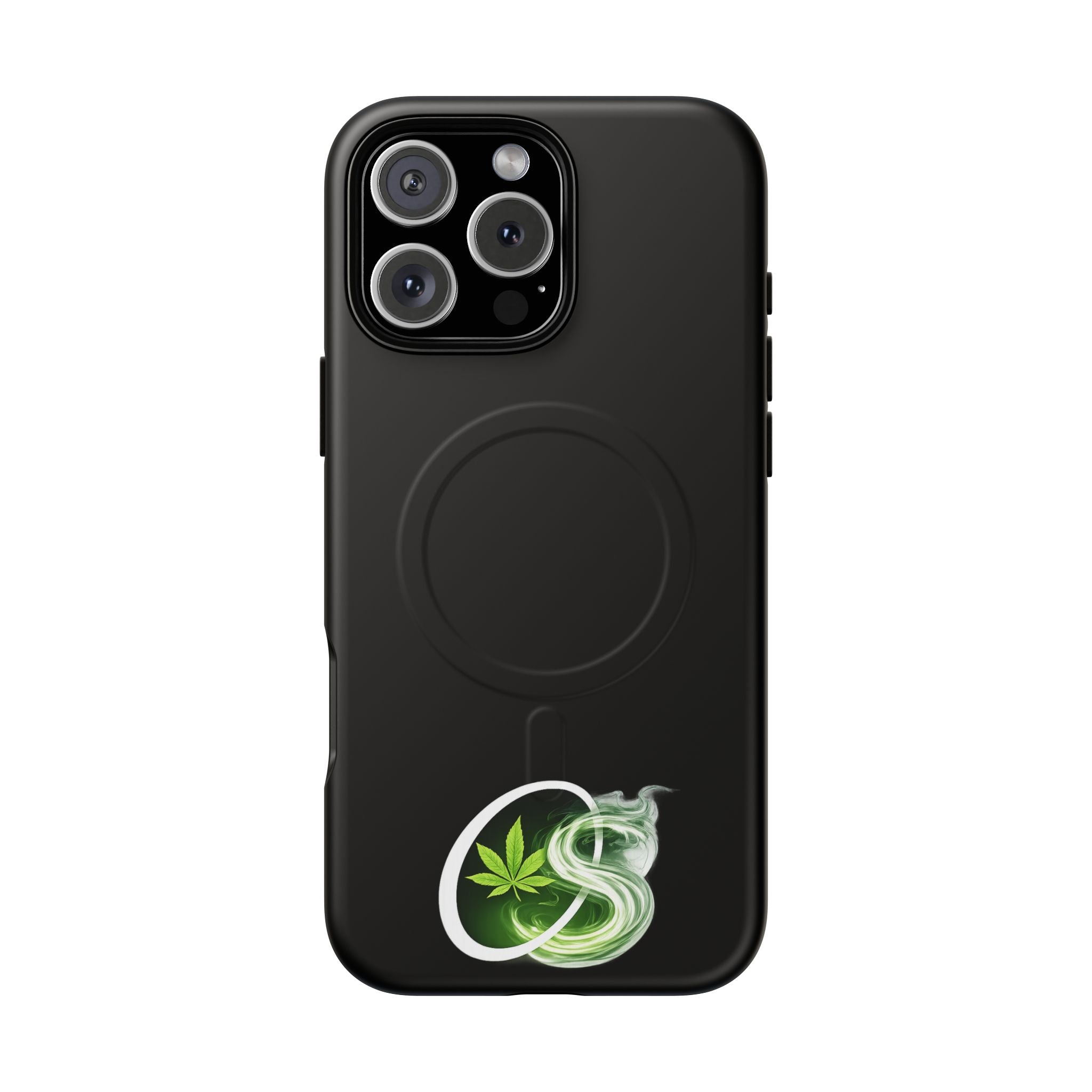 MagSafe Phone Case — Green Cannabis Leaf Smoke Graphic