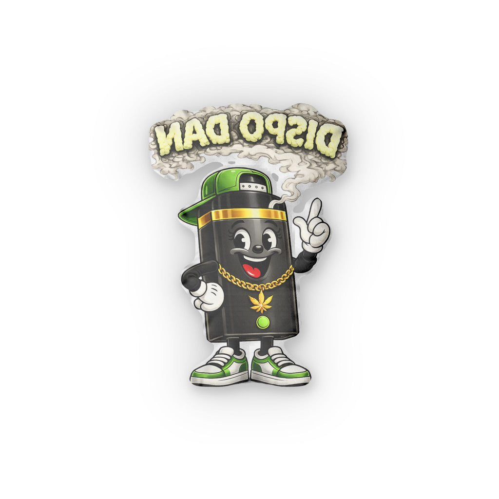 Dispo Dan Shaped Pillow — Cartoon Cannabis Can Cushion