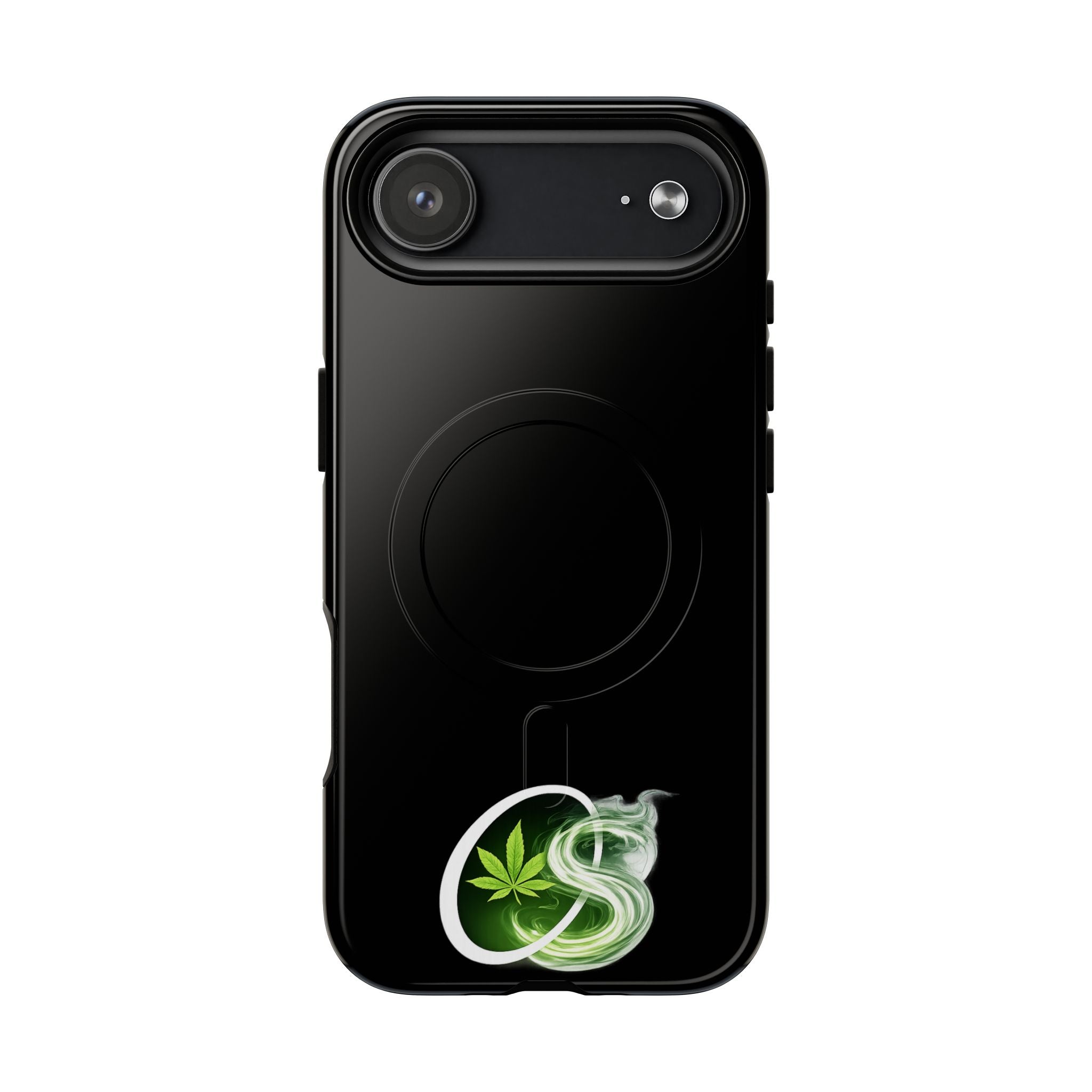 MagSafe Phone Case — Green Cannabis Leaf Smoke Graphic