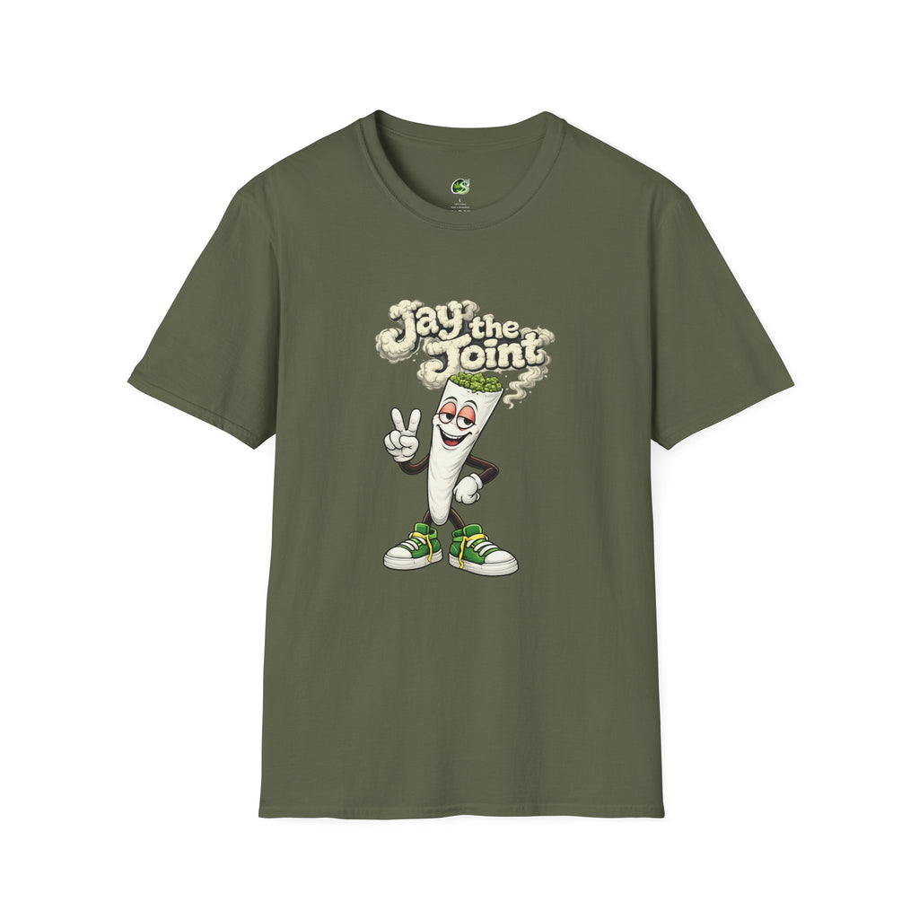 T-Shirt — "Jay the Joint" Retro Cartoon Rolling Paper Graphic Tee