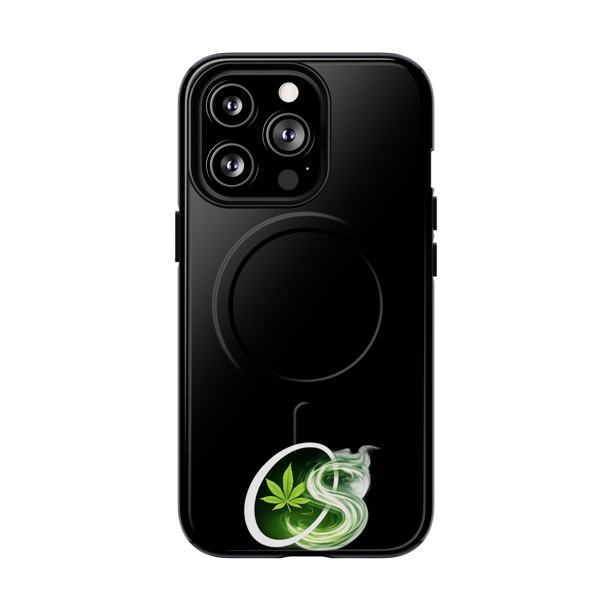 MagSafe Phone Case — Green Cannabis Leaf Smoke Graphic