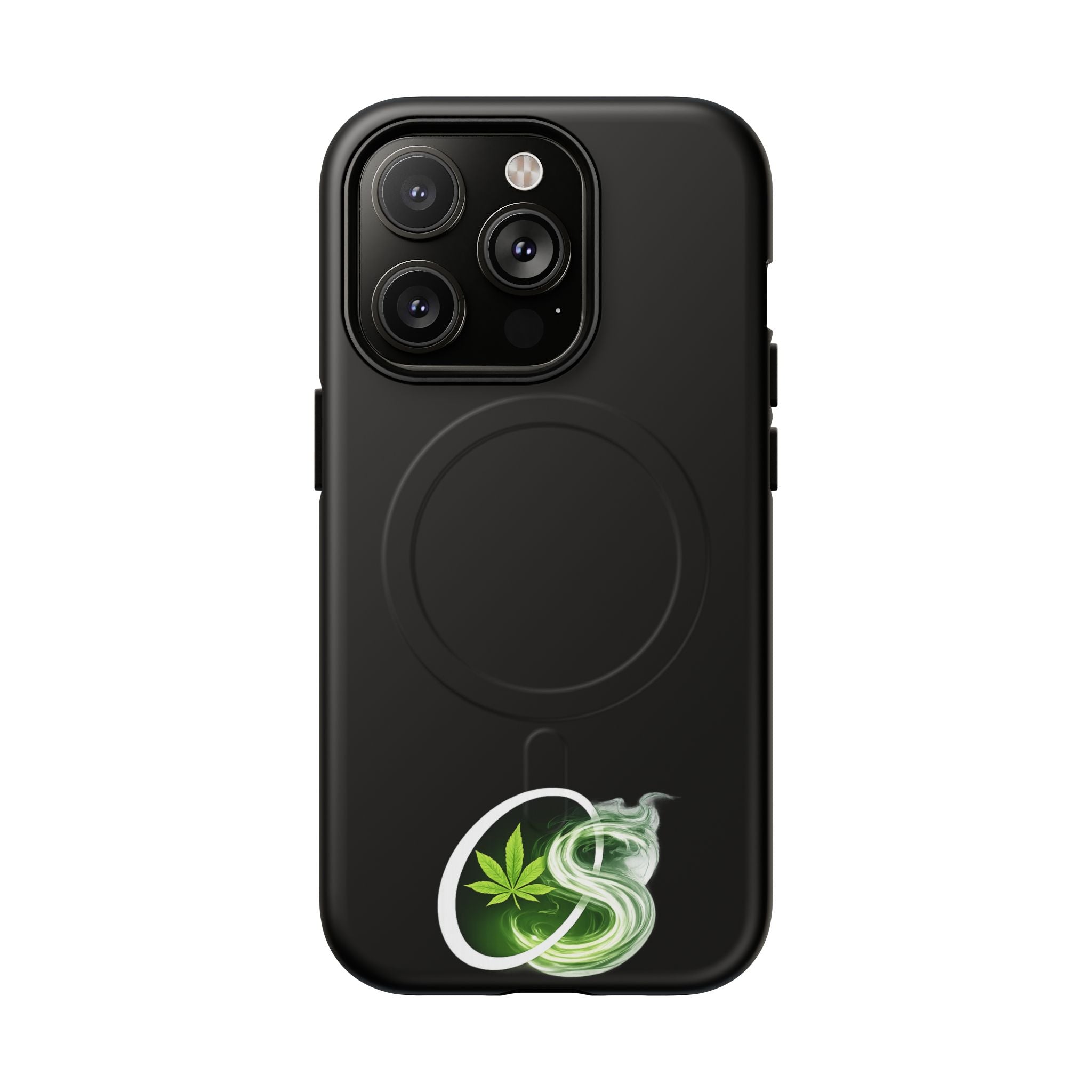 MagSafe Phone Case — Green Cannabis Leaf Smoke Graphic