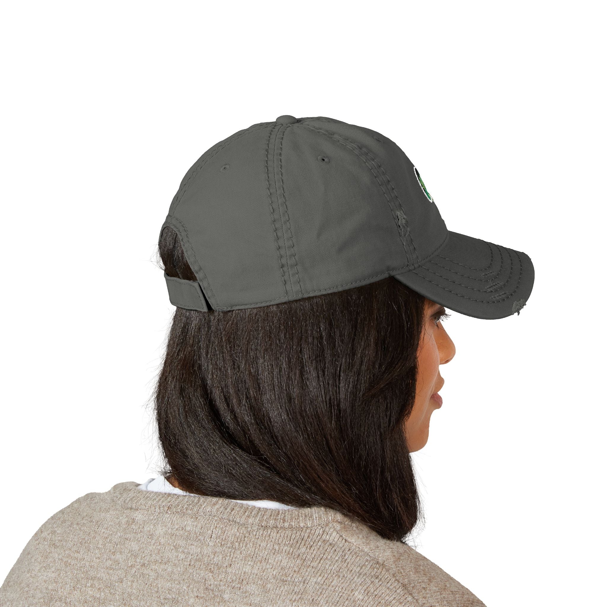 Distressed Embroidered Dad Hat — Shamrock Patch Baseball Cap