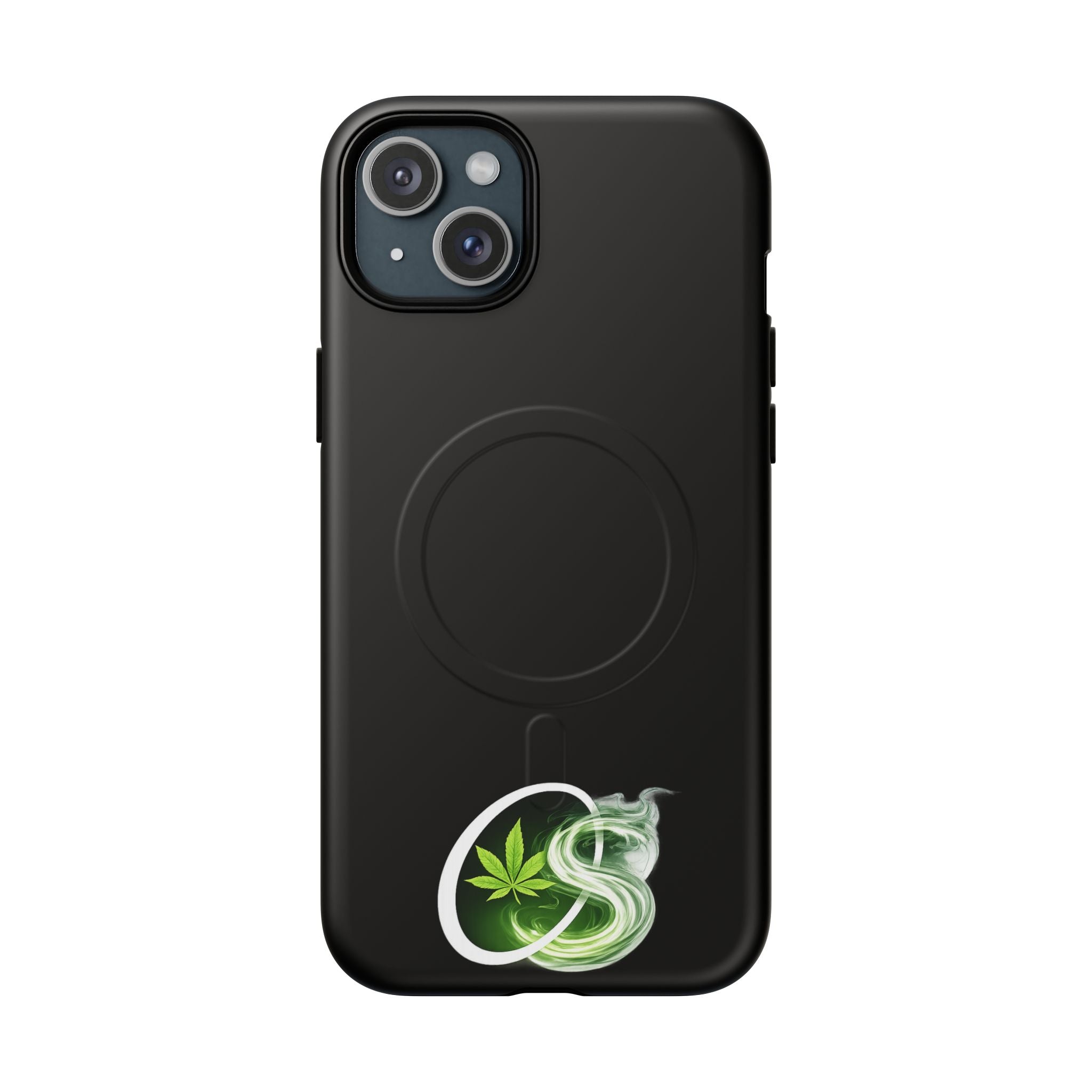 MagSafe Phone Case — Green Cannabis Leaf Smoke Graphic