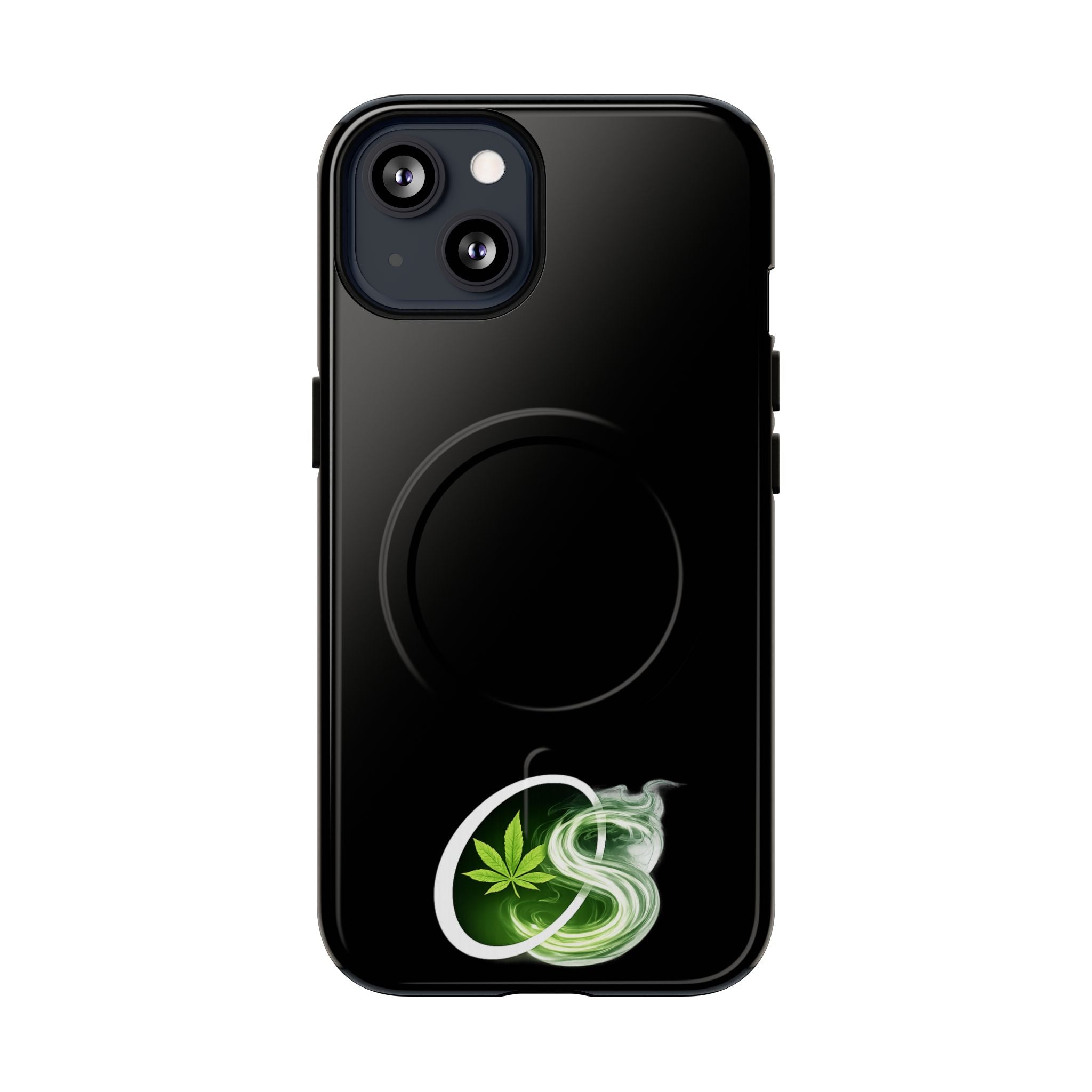 MagSafe Phone Case — Green Cannabis Leaf Smoke Graphic