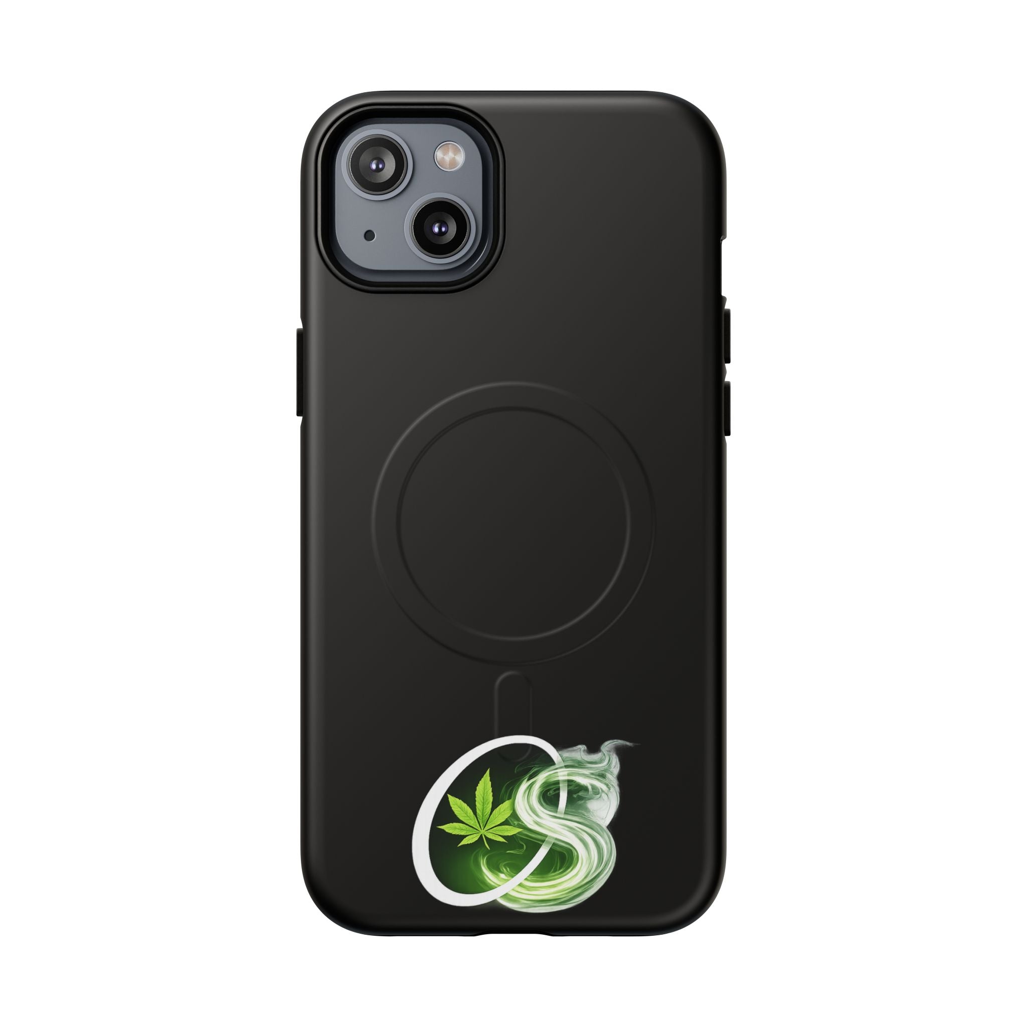 MagSafe Phone Case — Green Cannabis Leaf Smoke Graphic