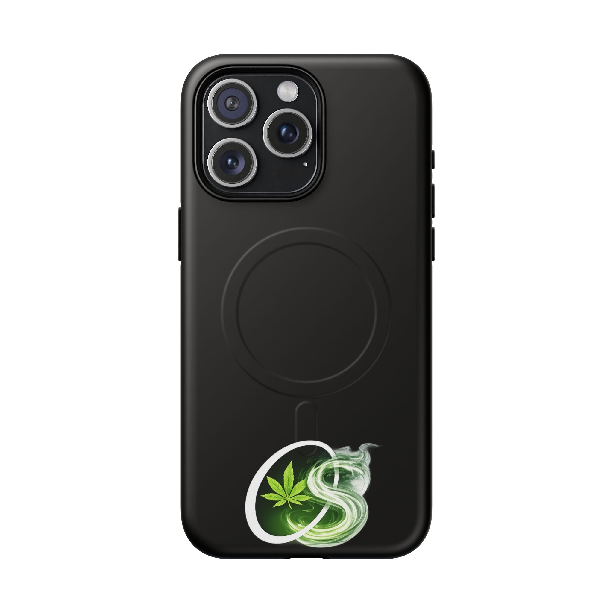 MagSafe Phone Case — Green Cannabis Leaf Smoke Graphic