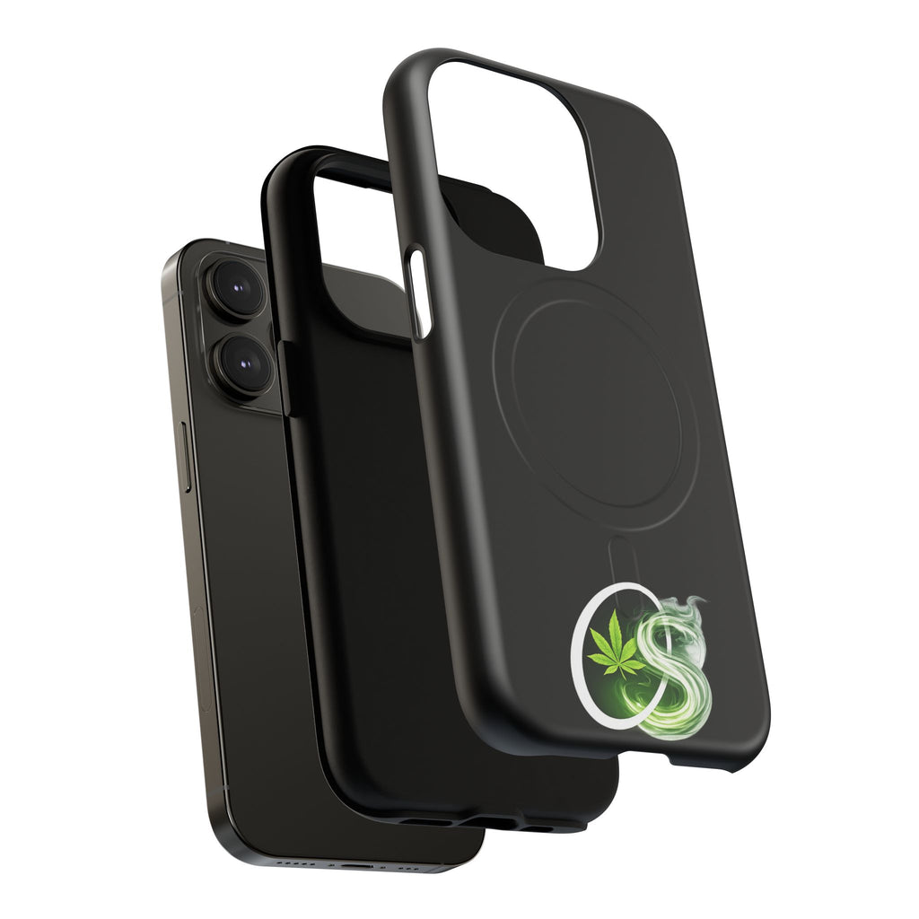 MagSafe Phone Case — Green Cannabis Leaf Smoke Graphic