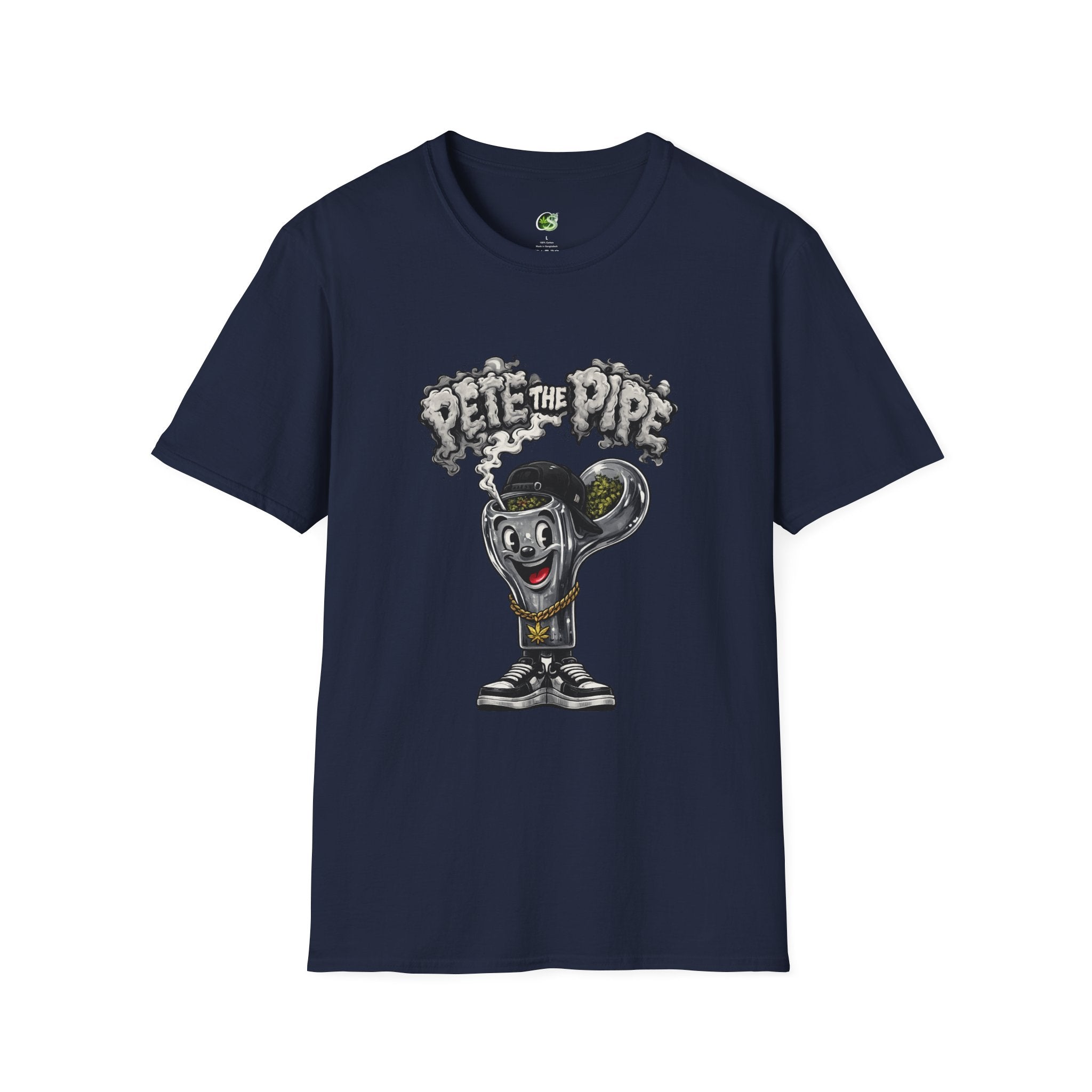 Pete the Pipe Graphic T-Shirt – Retro Cartoon Smoking Pipe Tee