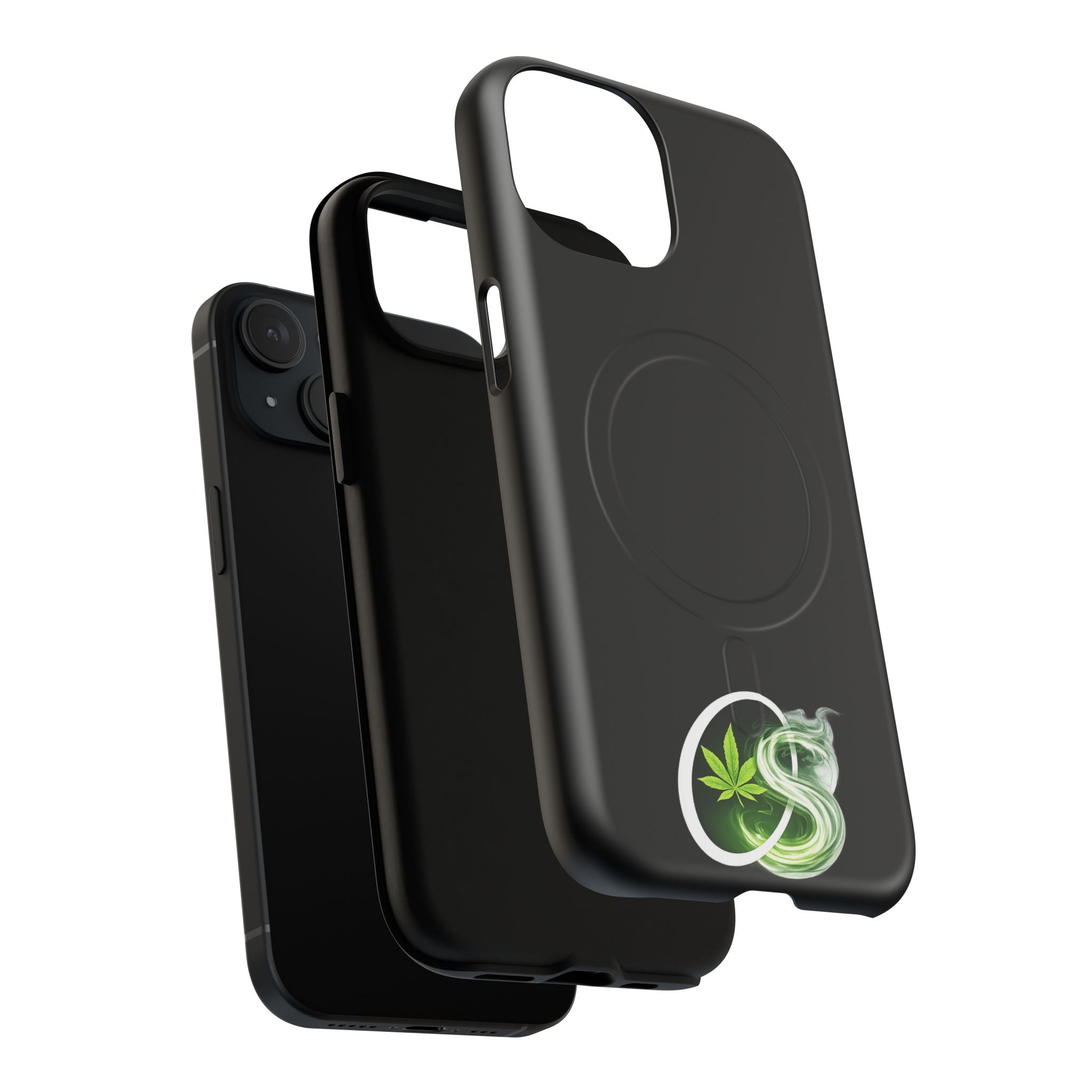 MagSafe Phone Case — Green Cannabis Leaf Smoke Graphic