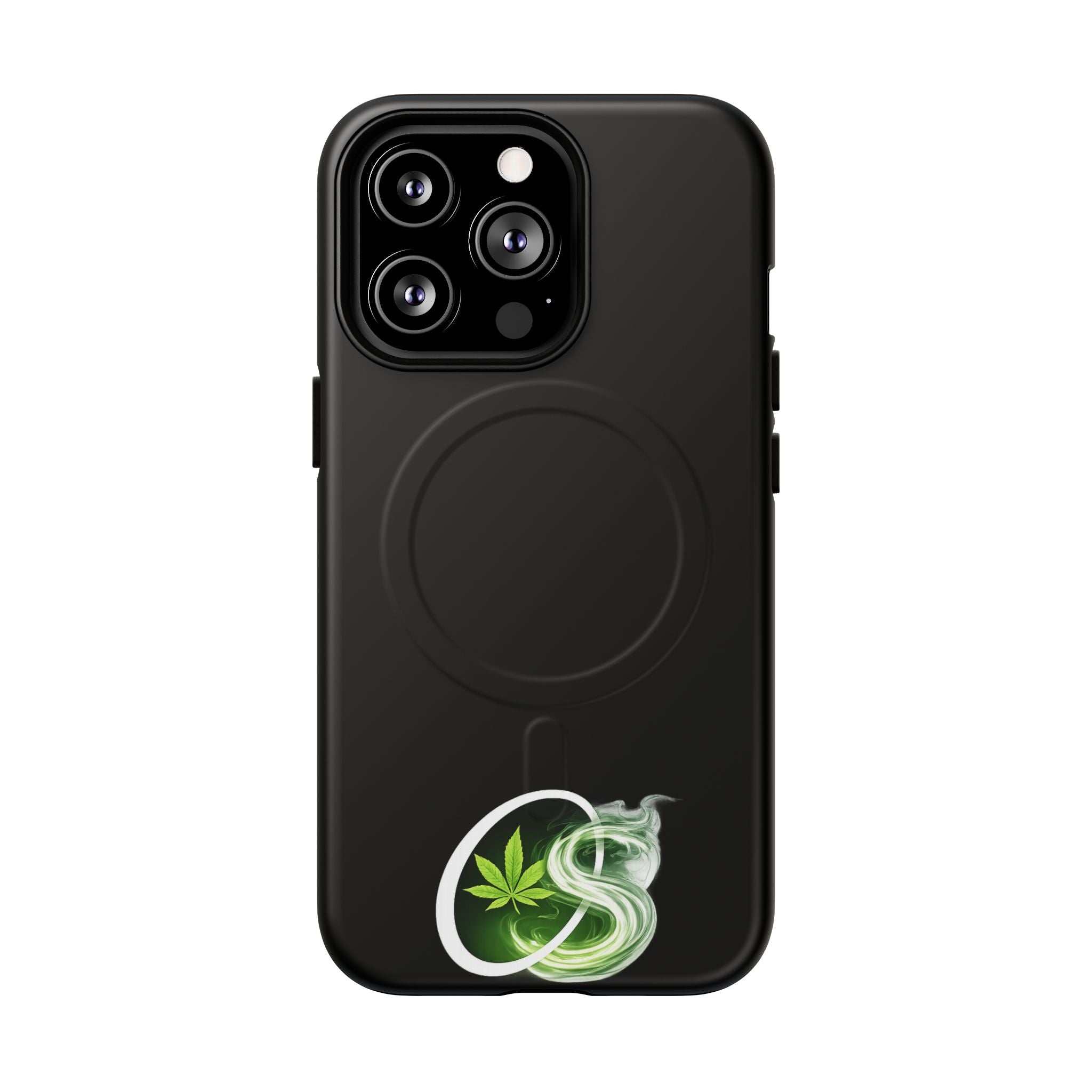 MagSafe Phone Case — Green Cannabis Leaf Smoke Graphic