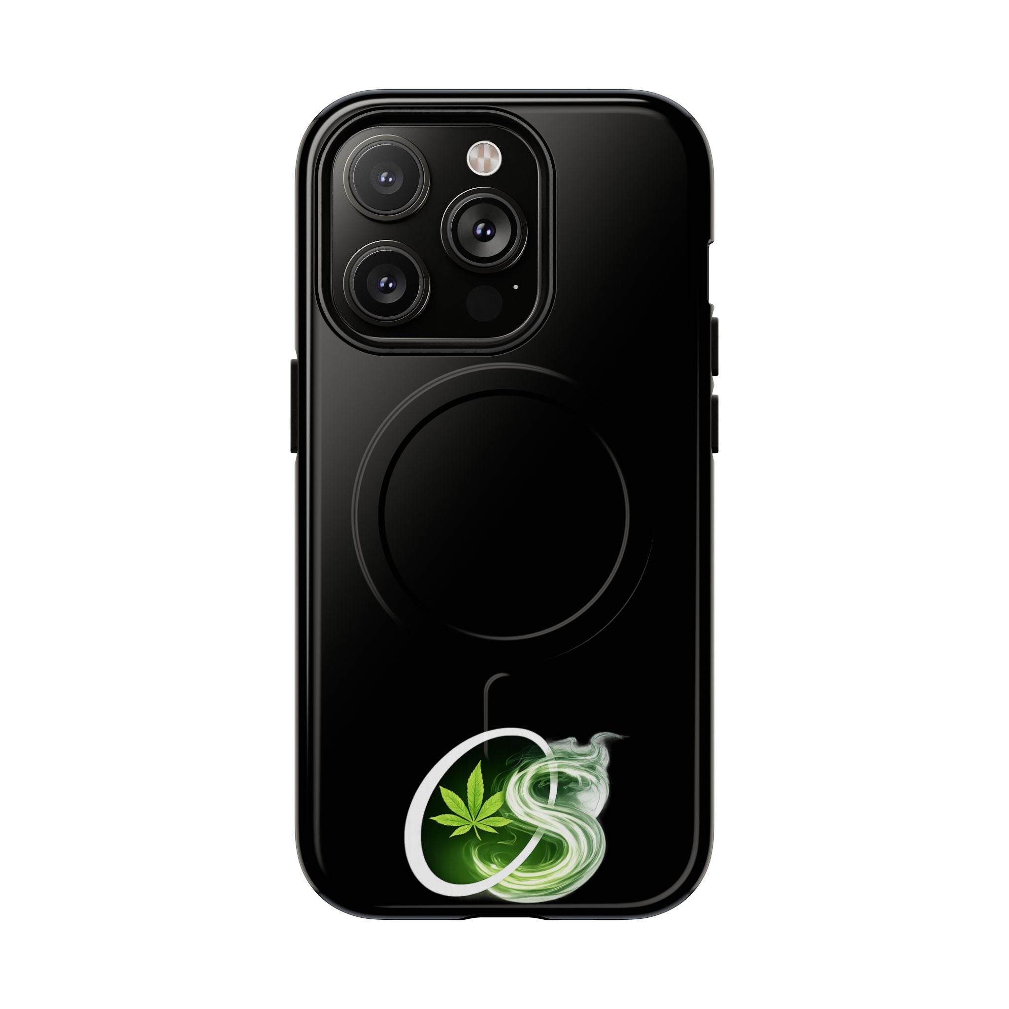 MagSafe Phone Case — Green Cannabis Leaf Smoke Graphic