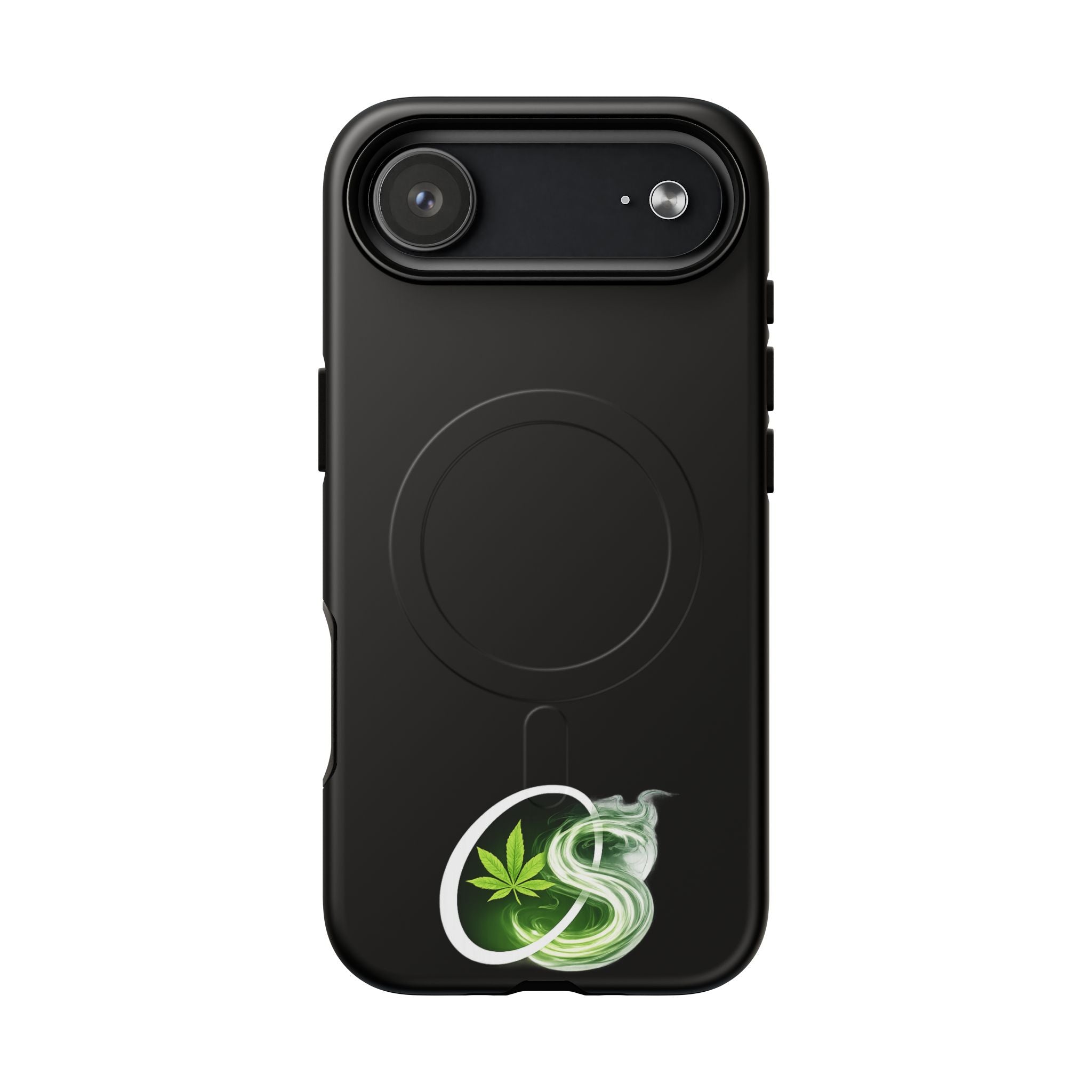MagSafe Phone Case — Green Cannabis Leaf Smoke Graphic