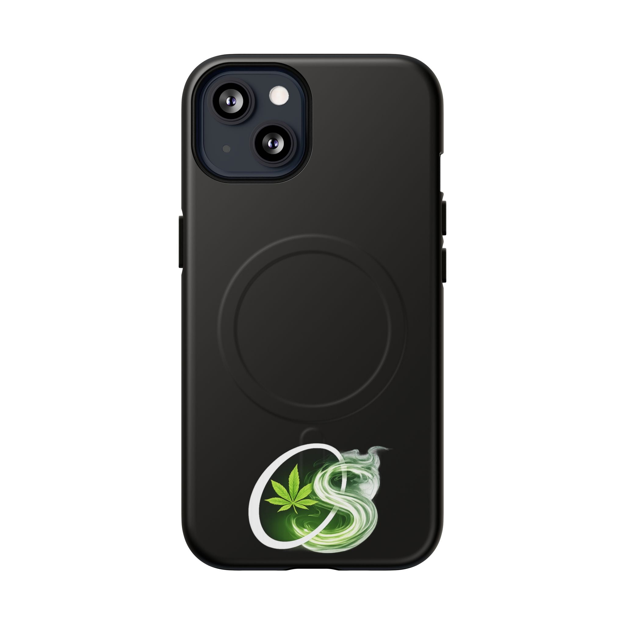 MagSafe Phone Case — Green Cannabis Leaf Smoke Graphic
