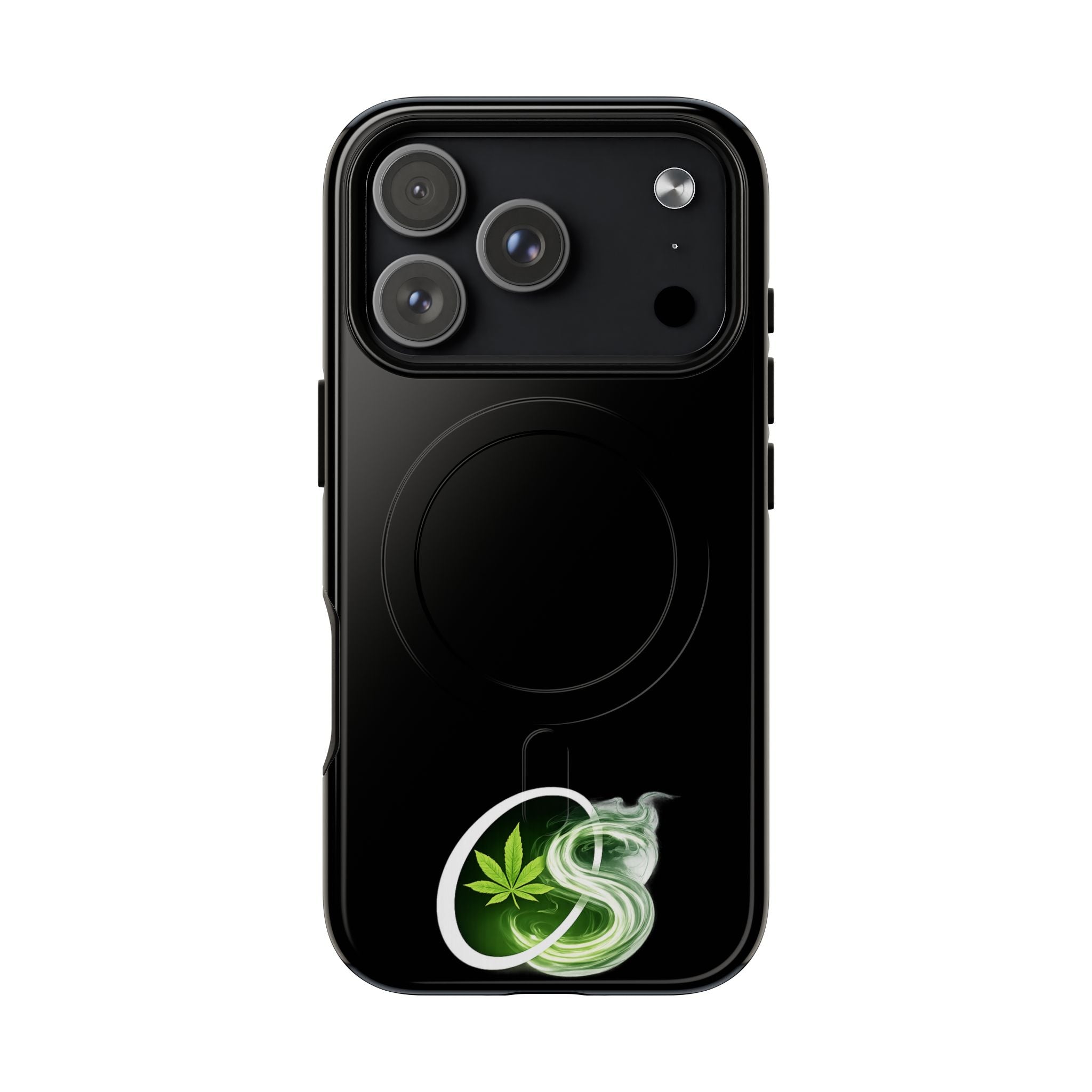 MagSafe Phone Case — Green Cannabis Leaf Smoke Graphic