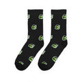 Black Crew Socks with Green Flame Logo — Padded Comfort Socks