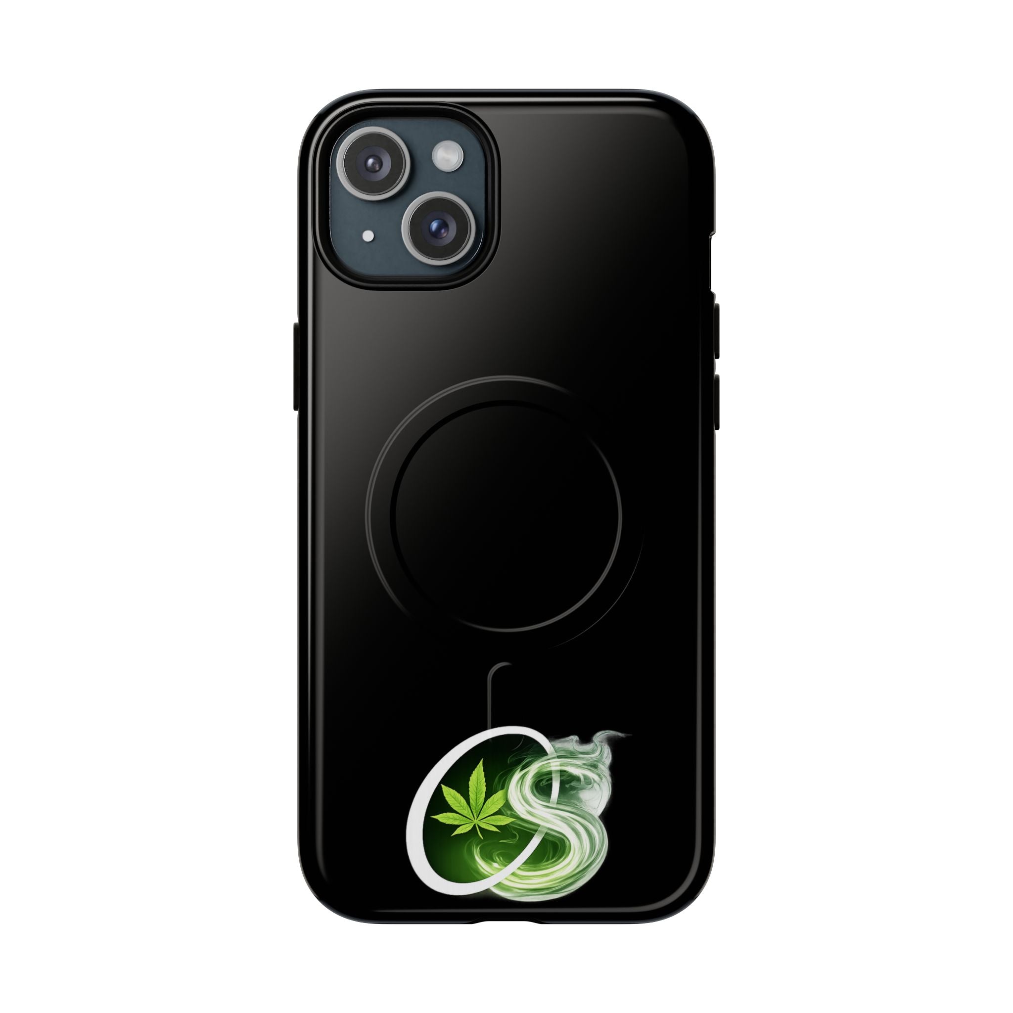 MagSafe Phone Case — Green Cannabis Leaf Smoke Graphic