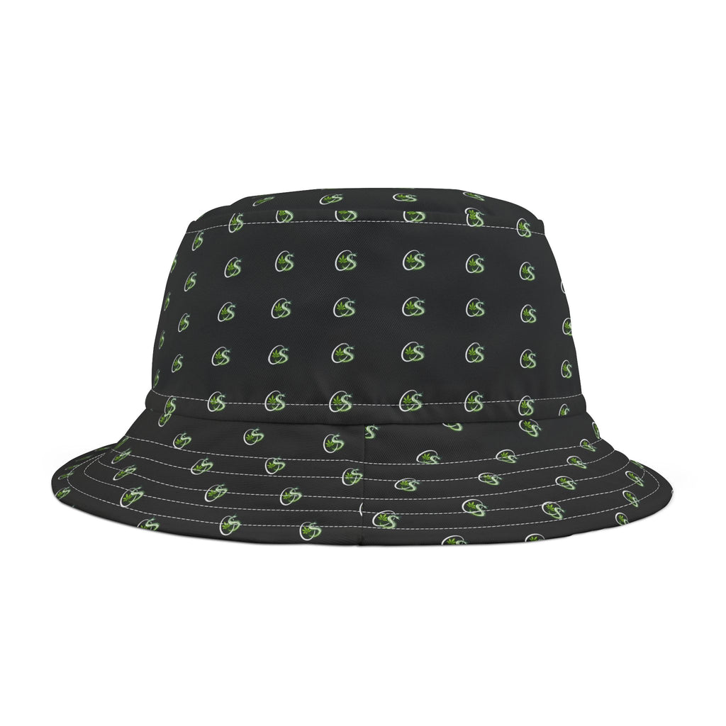 Green Vine Pattern Bucket Hat — All-Over Print Casual Sun Hat
