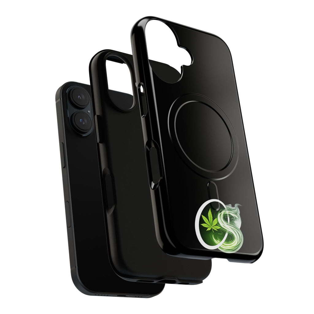MagSafe Phone Case — Green Cannabis Leaf Smoke Graphic