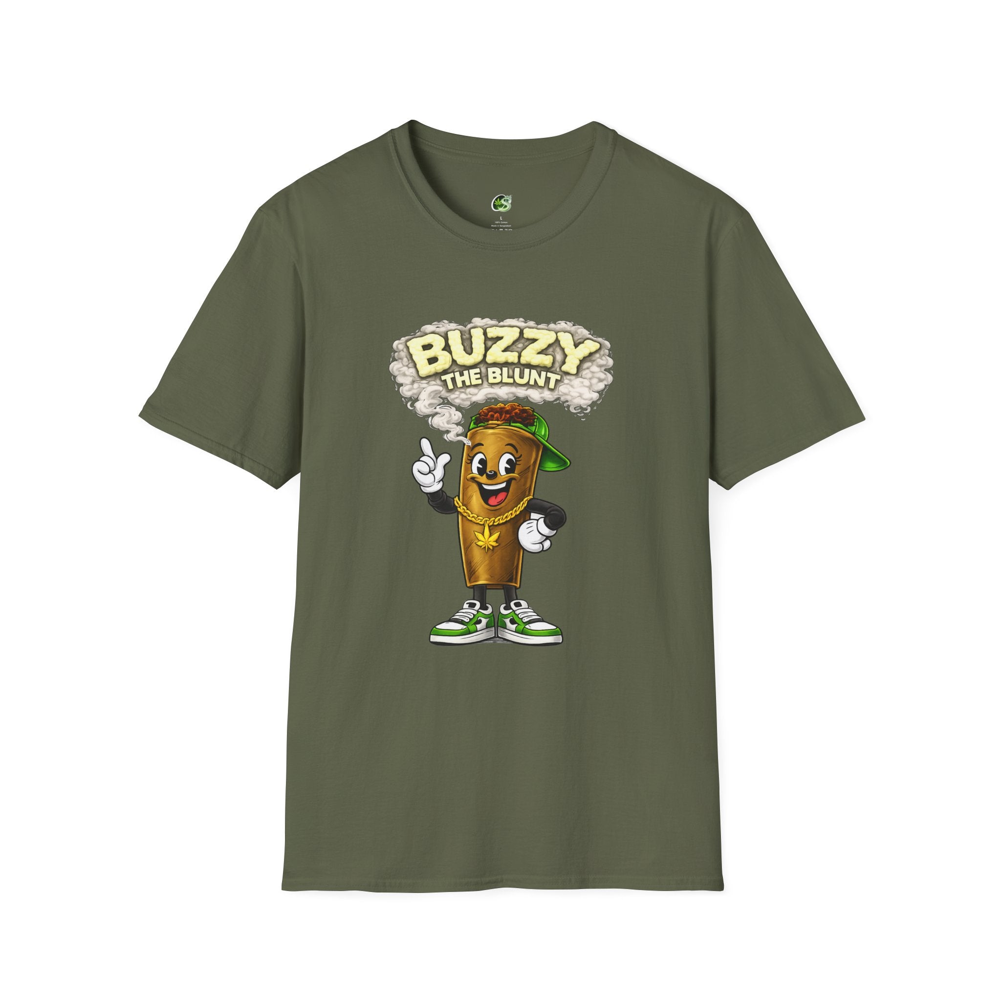 Buzzy the Blunt Graphic T-Shirt — Retro Cartoon Cannabis Tee