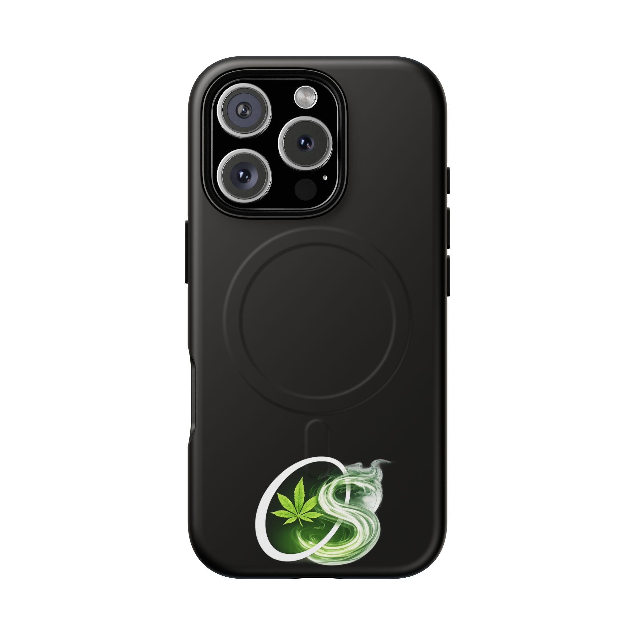 MagSafe Phone Case — Green Cannabis Leaf Smoke Graphic