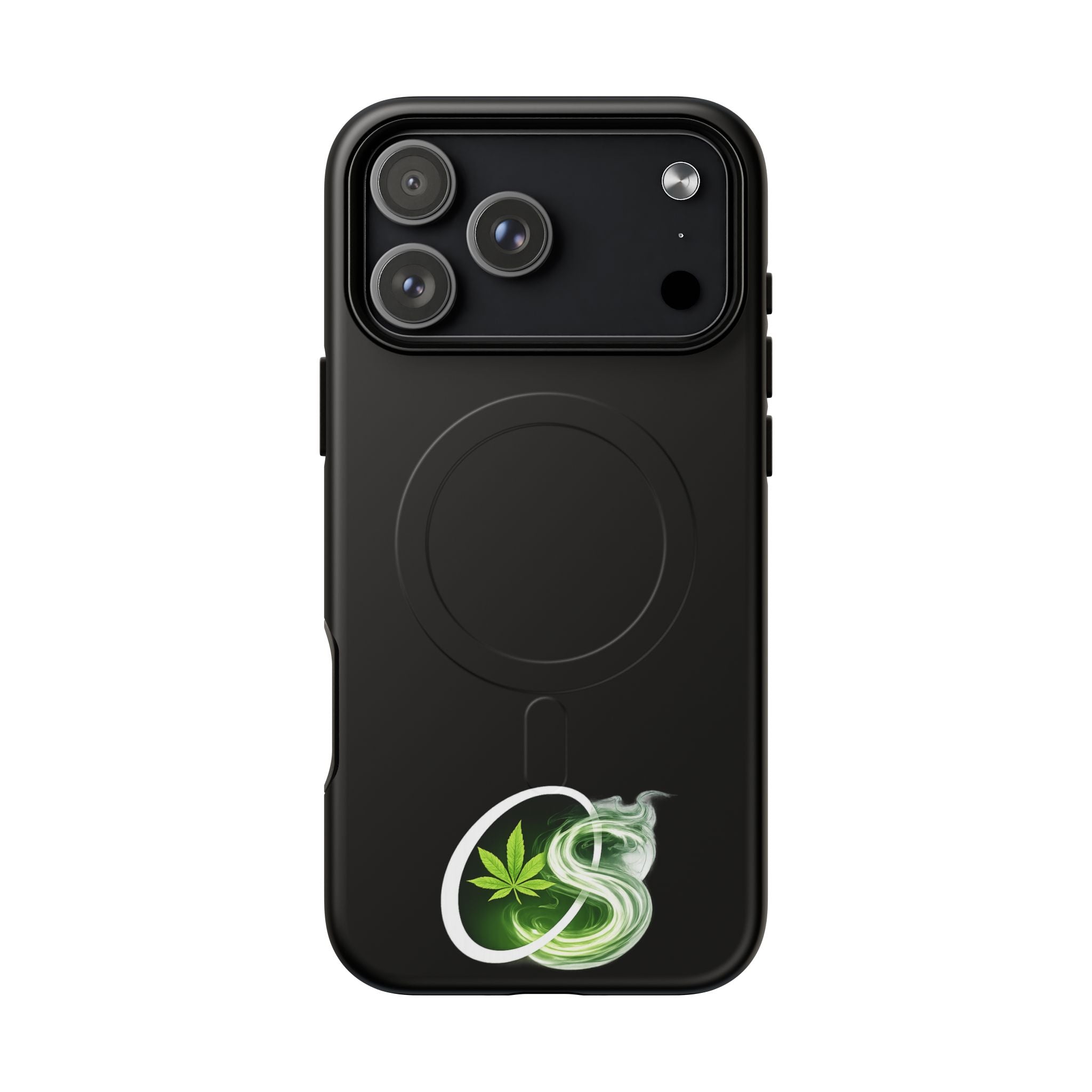 MagSafe Phone Case — Green Cannabis Leaf Smoke Graphic