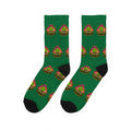 Green Patterned Crew Socks with Tropical Badge Design