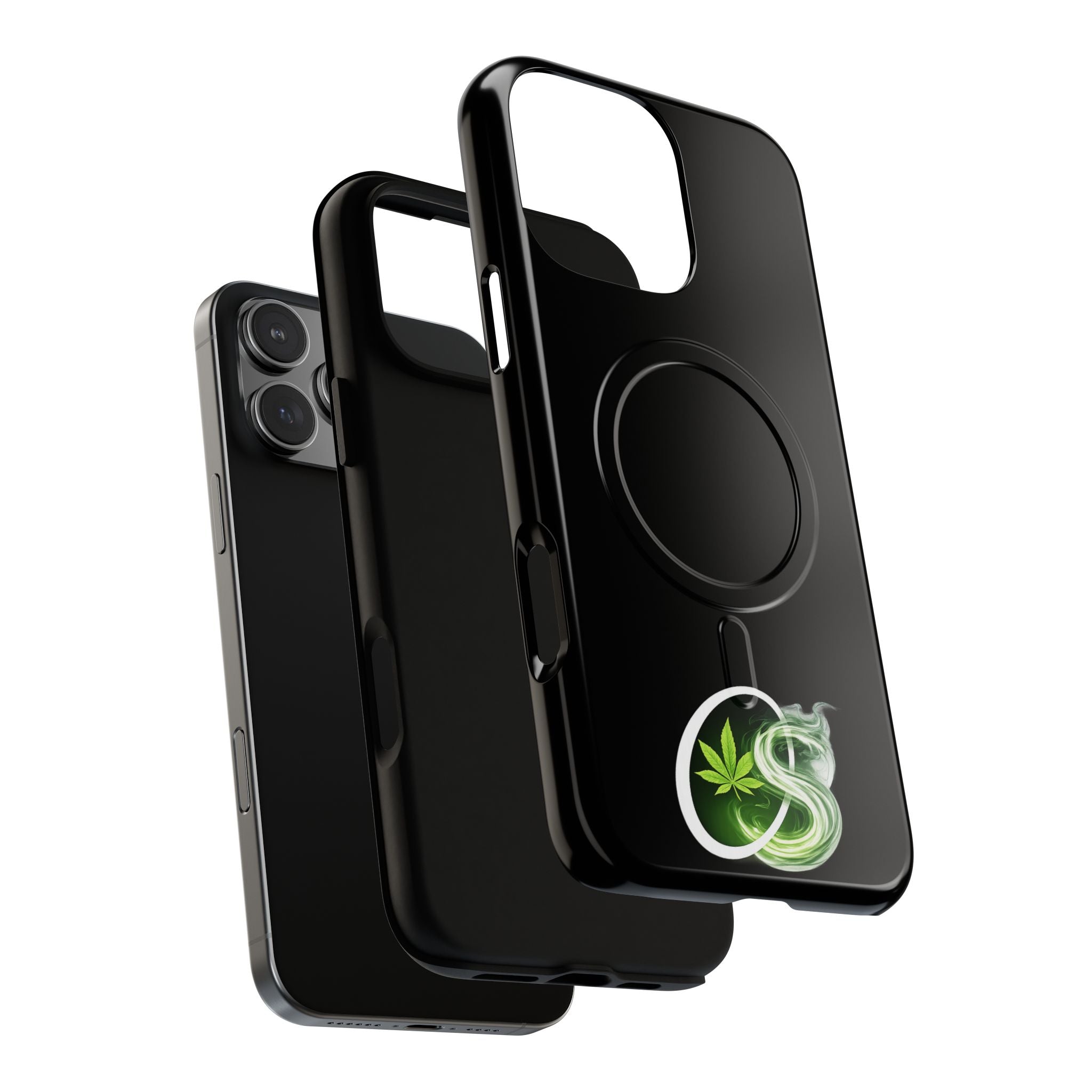 MagSafe Phone Case — Green Cannabis Leaf Smoke Graphic