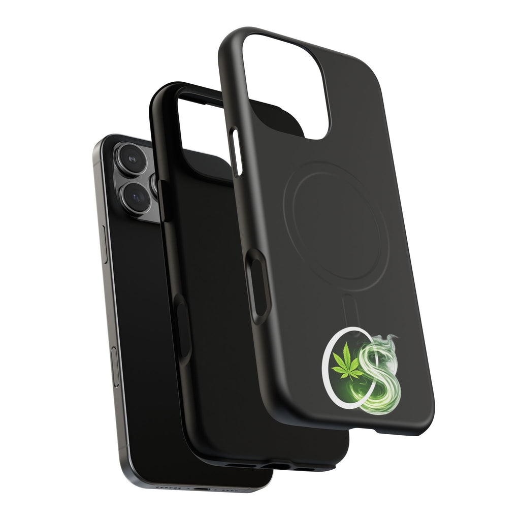 MagSafe Phone Case — Green Cannabis Leaf Smoke Graphic