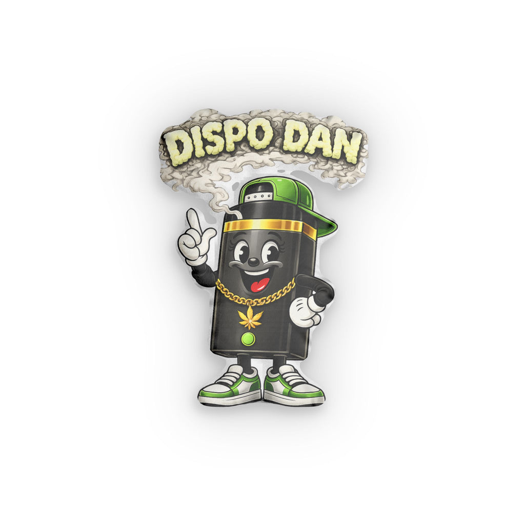 Dispo Dan Shaped Pillow — Cartoon Cannabis Can Cushion