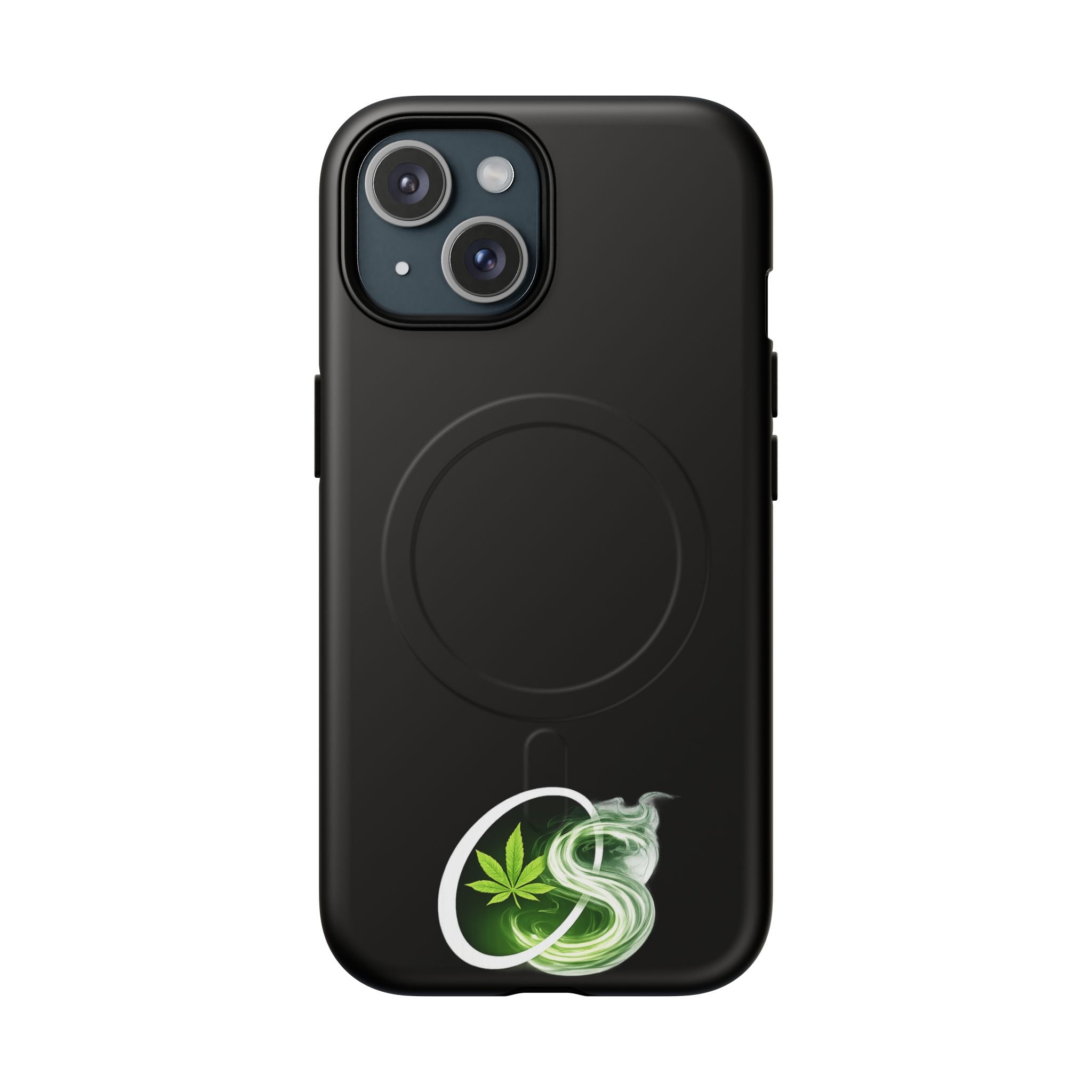 MagSafe Phone Case — Green Cannabis Leaf Smoke Graphic