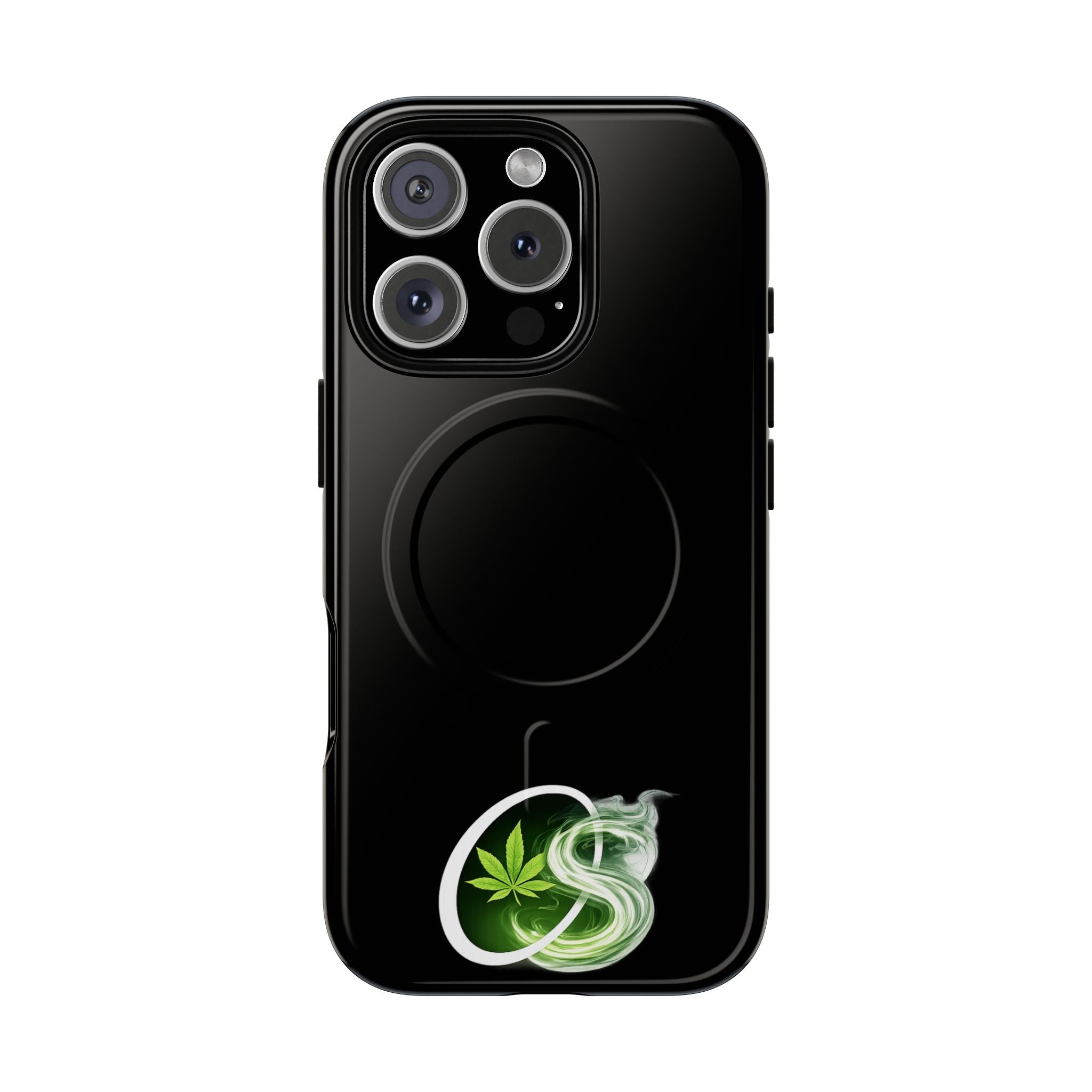 MagSafe Phone Case — Green Cannabis Leaf Smoke Graphic