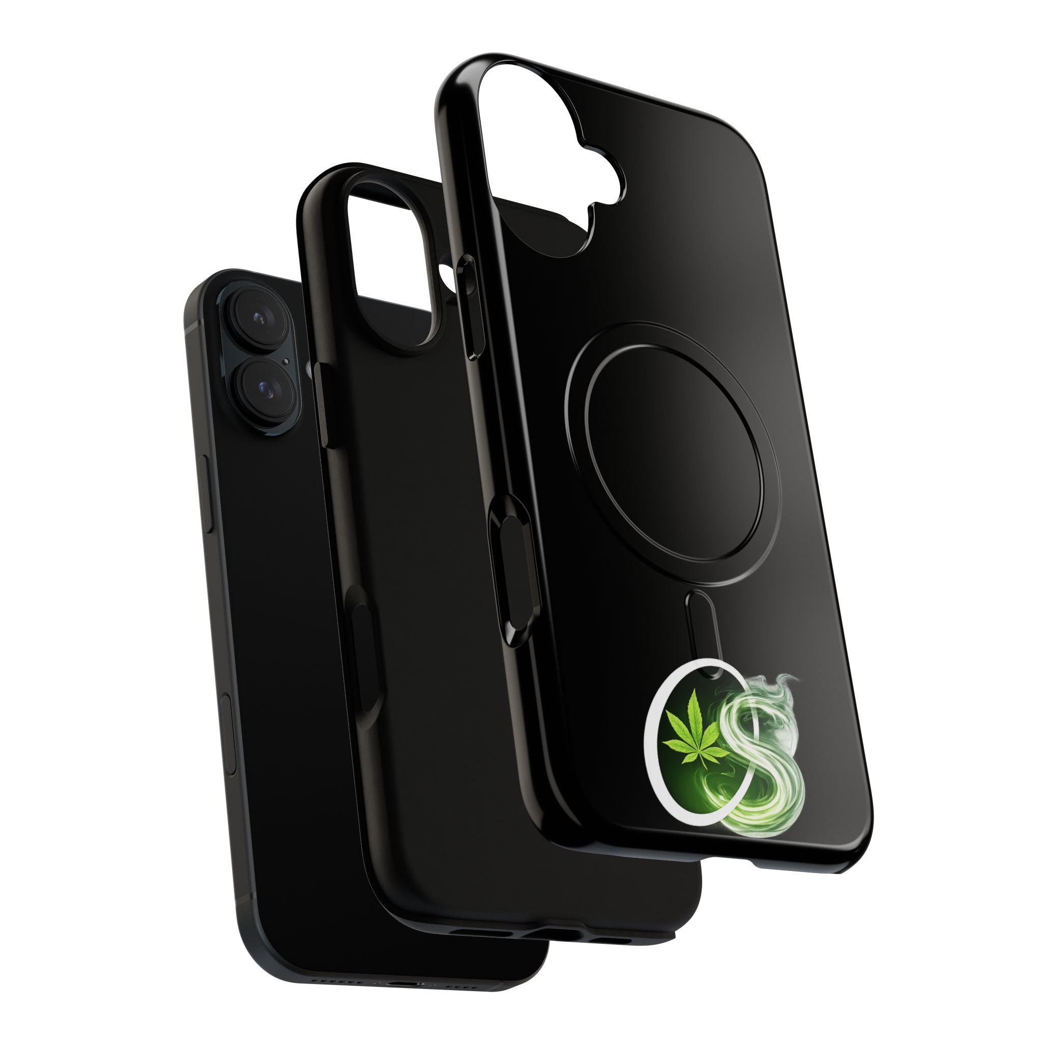 MagSafe Phone Case — Green Cannabis Leaf Smoke Graphic