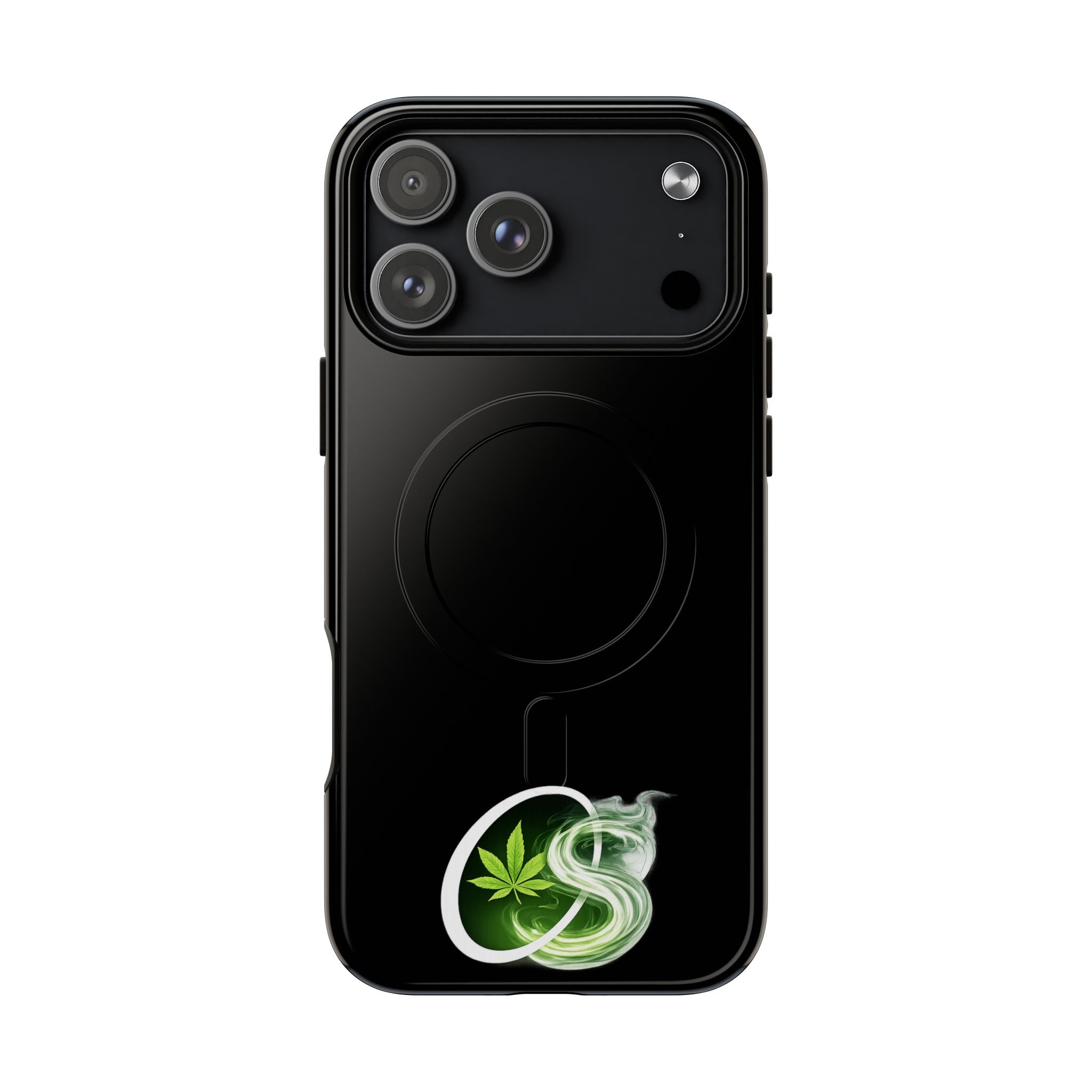MagSafe Phone Case — Green Cannabis Leaf Smoke Graphic