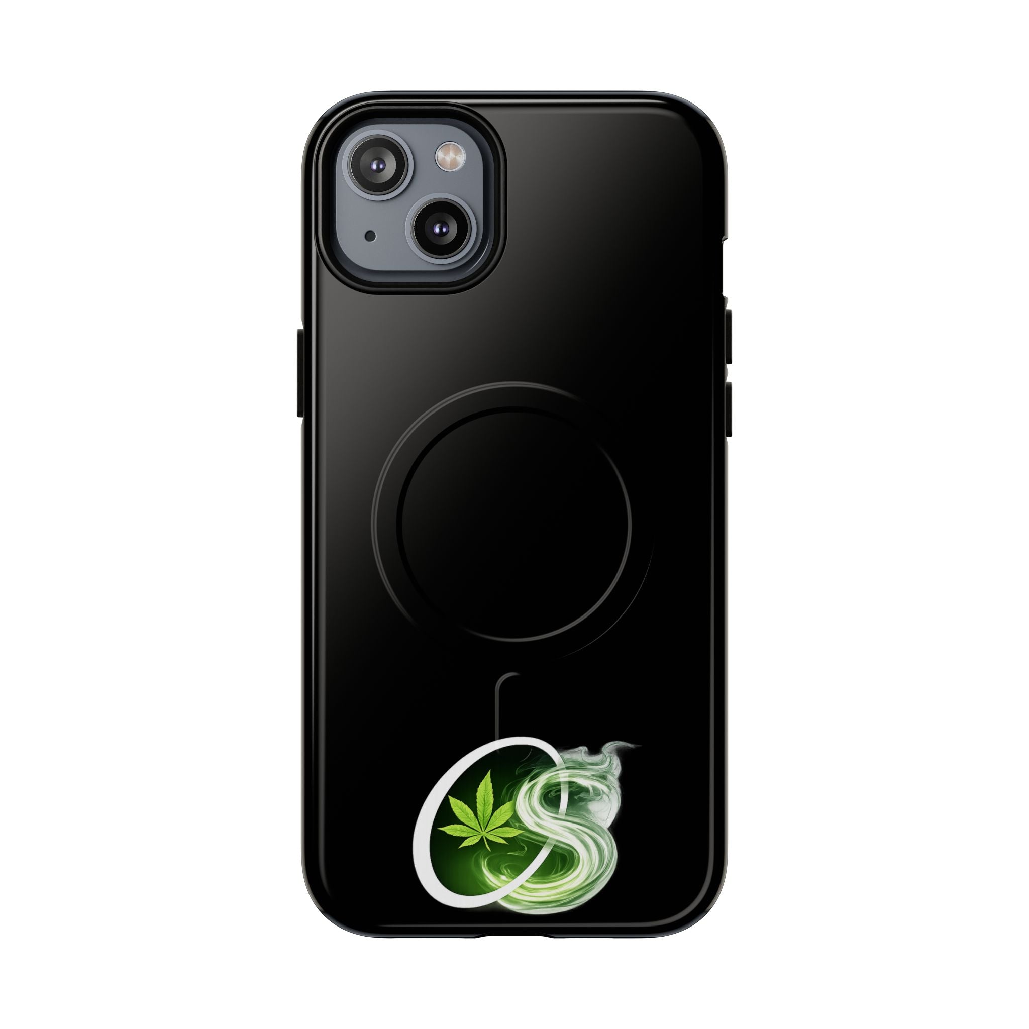 MagSafe Phone Case — Green Cannabis Leaf Smoke Graphic