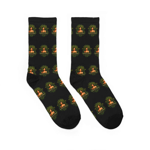 Buddha Meditation Crew Socks — Padded Comfort Socks with Tranquil Lotus Design