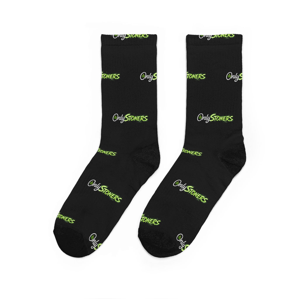 OnlyStoners Logo Crew Socks — Black Padded Cotton Socks