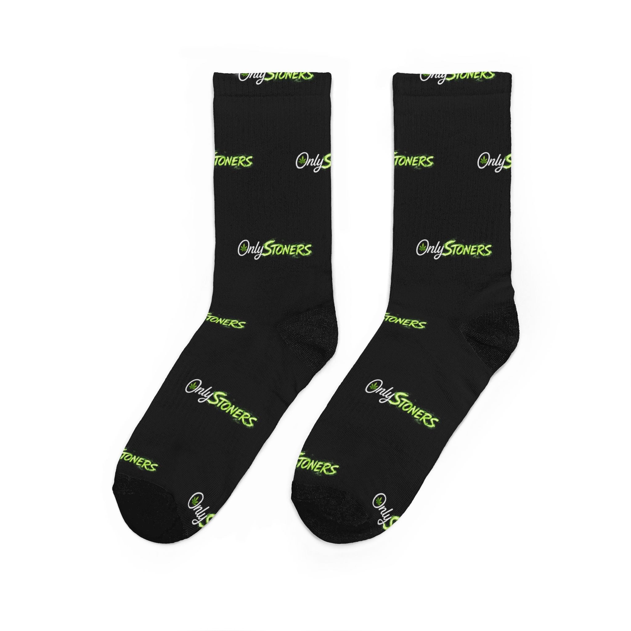 OnlyStoners Logo Crew Socks — Black Padded Cotton Socks