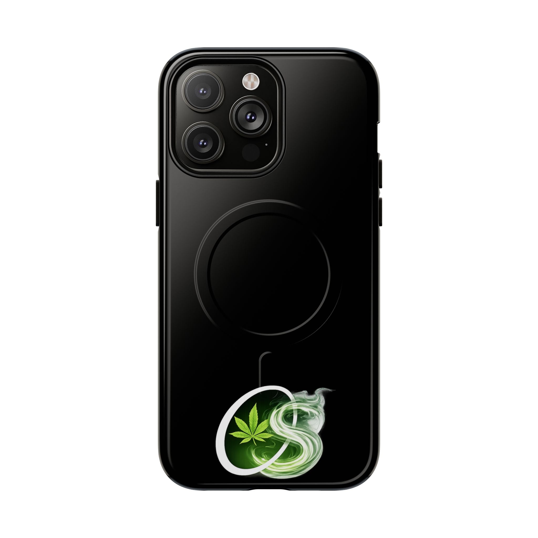 MagSafe Phone Case — Green Cannabis Leaf Smoke Graphic
