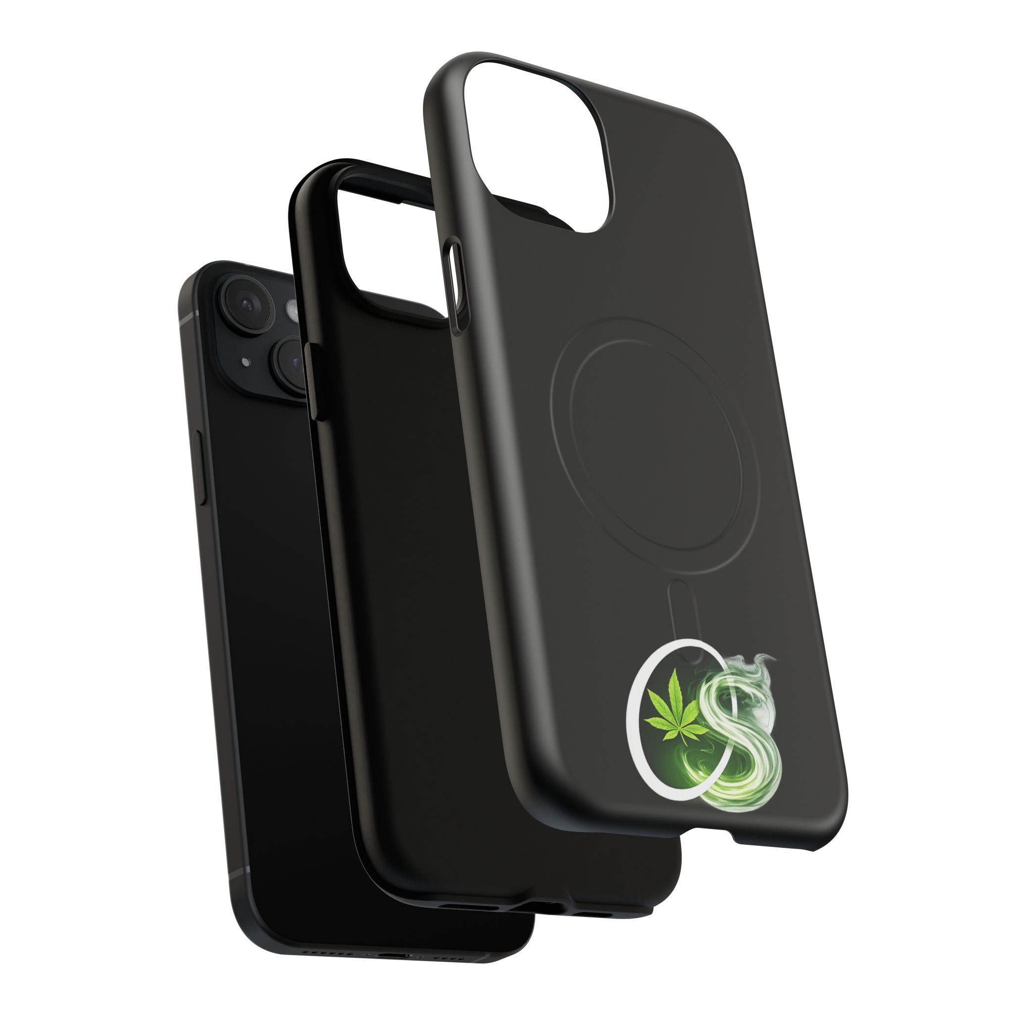 MagSafe Phone Case — Green Cannabis Leaf Smoke Graphic