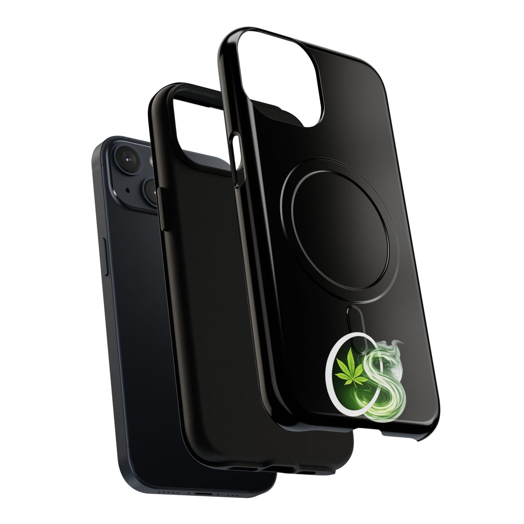 MagSafe Phone Case — Green Cannabis Leaf Smoke Graphic