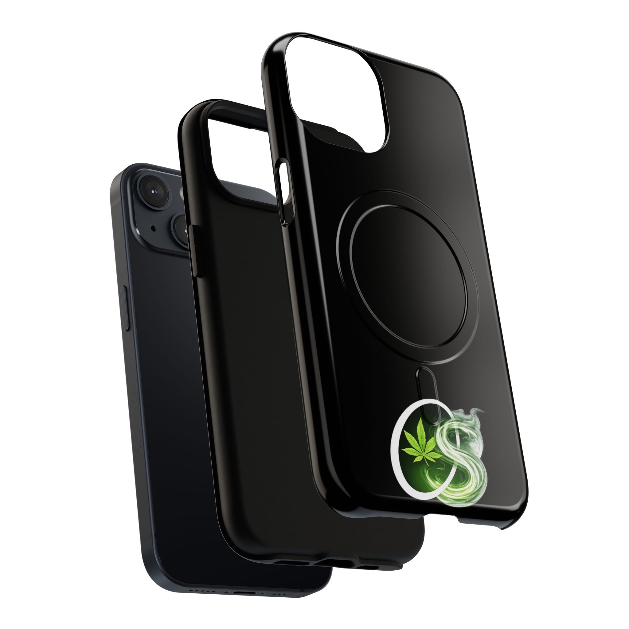MagSafe Phone Case — Green Cannabis Leaf Smoke Graphic