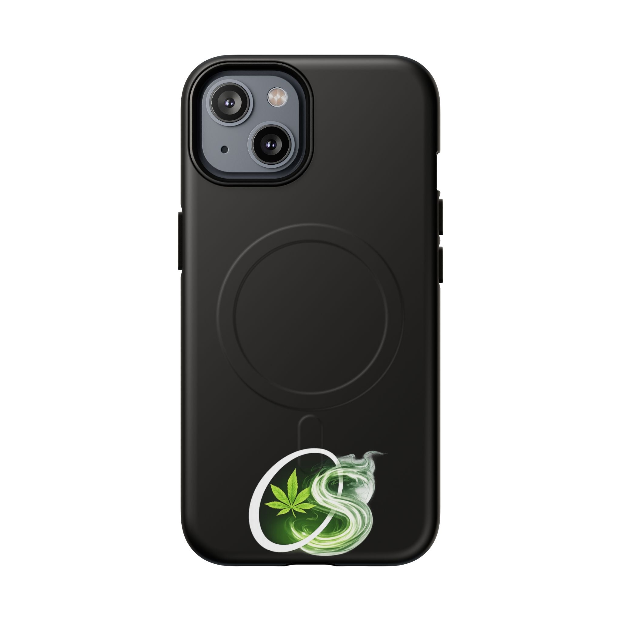 MagSafe Phone Case — Green Cannabis Leaf Smoke Graphic