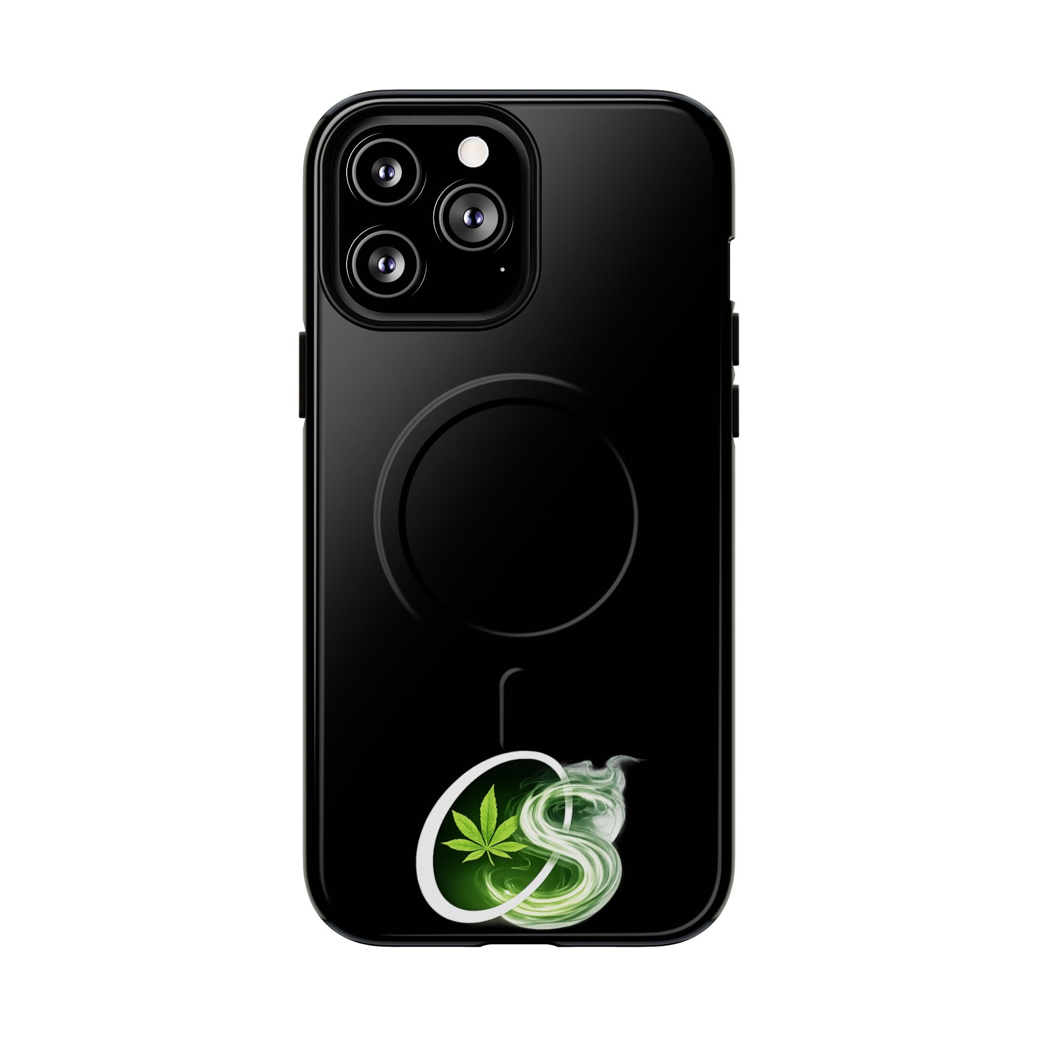 MagSafe Phone Case — Green Cannabis Leaf Smoke Graphic