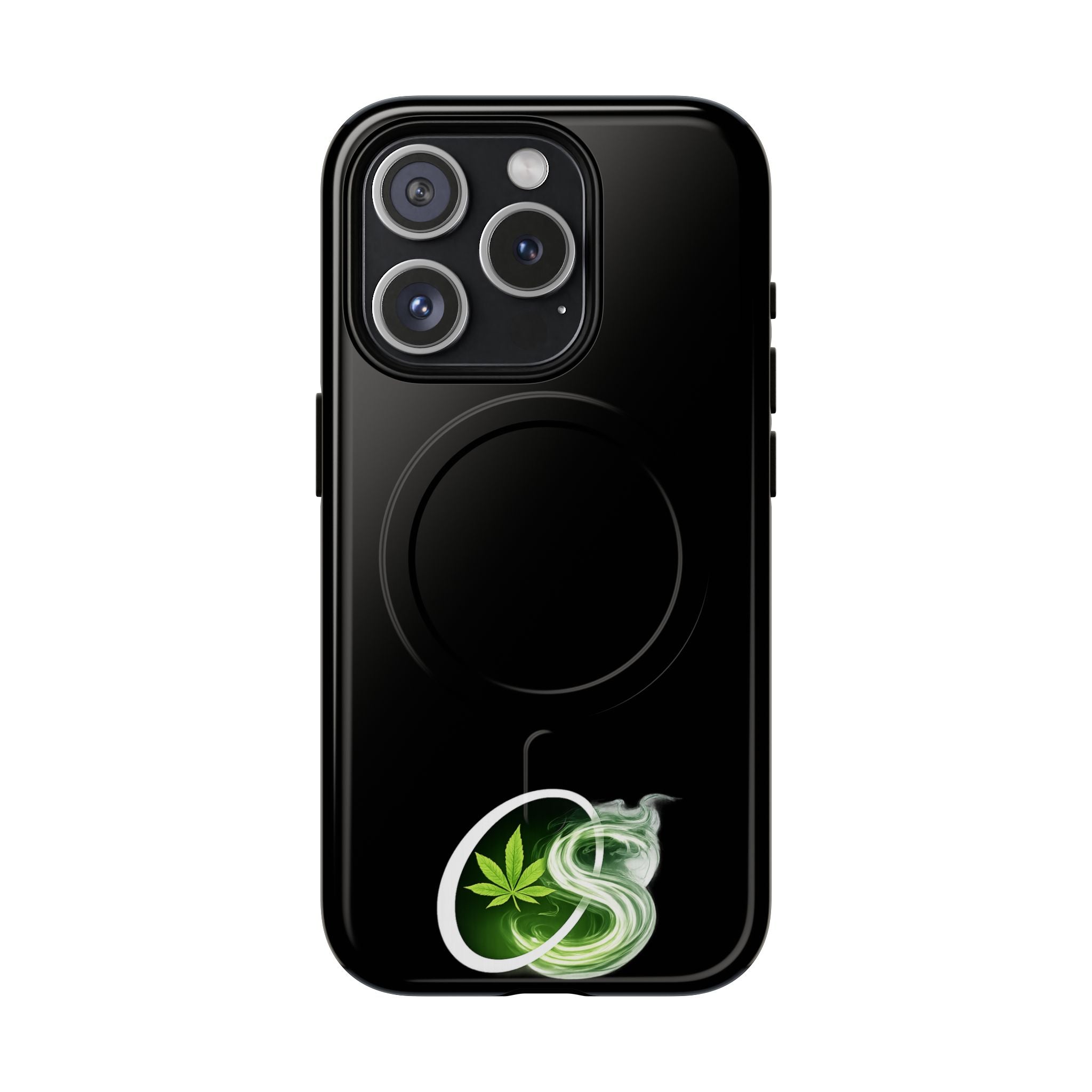 MagSafe Phone Case — Green Cannabis Leaf Smoke Graphic