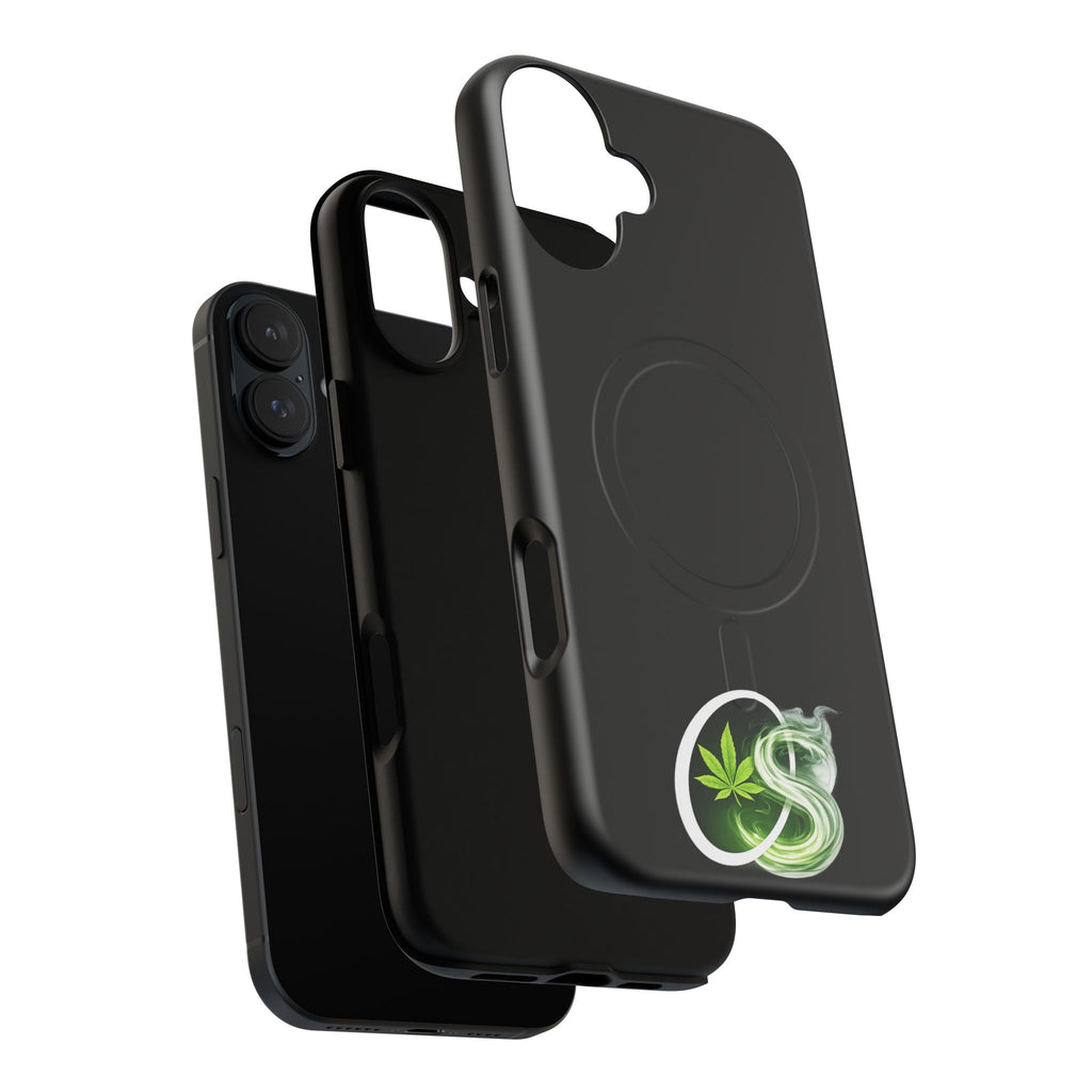 MagSafe Phone Case — Green Cannabis Leaf Smoke Graphic